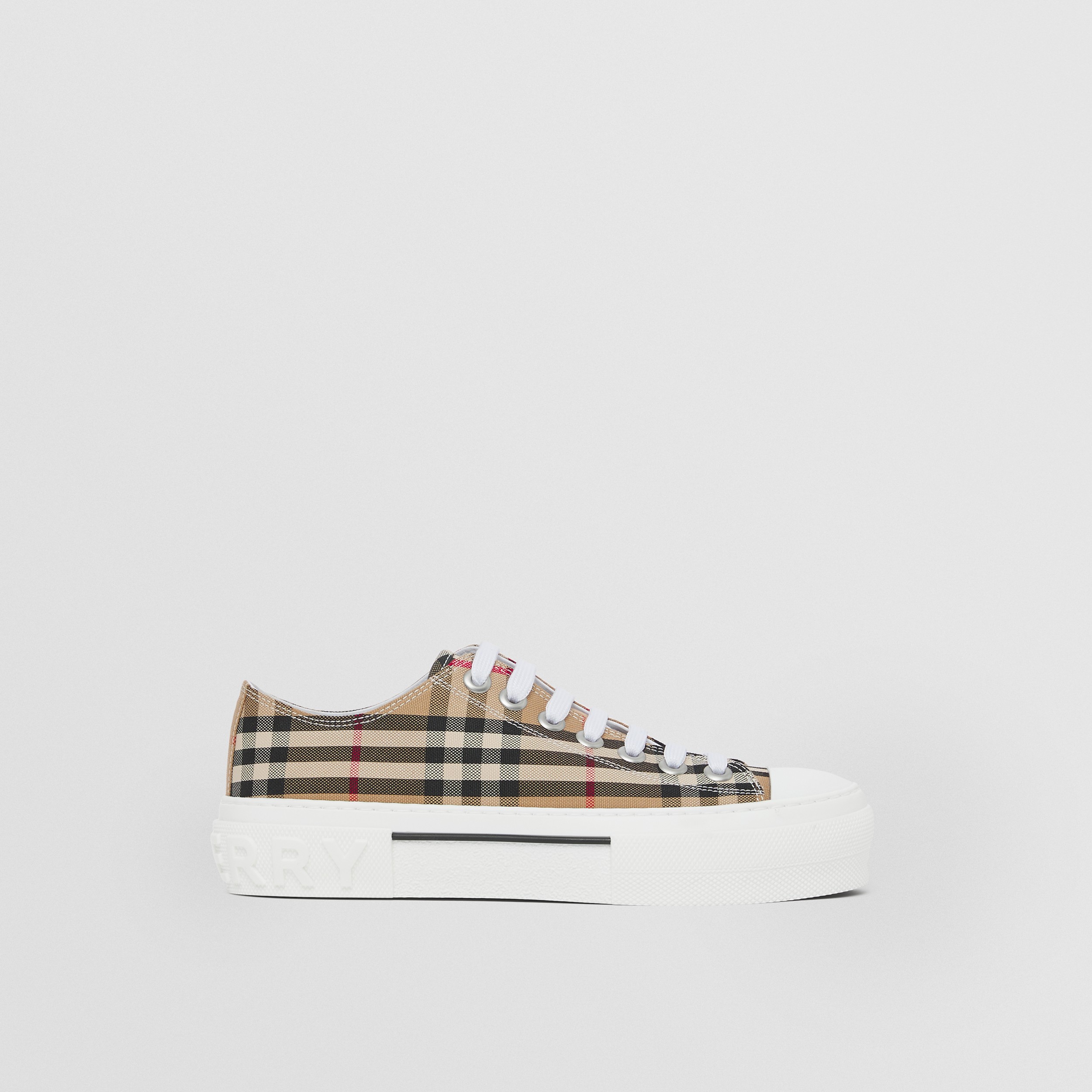 Vintage Check Cotton Sneakers in Archive Beige - Women | Burberry® Official - 1