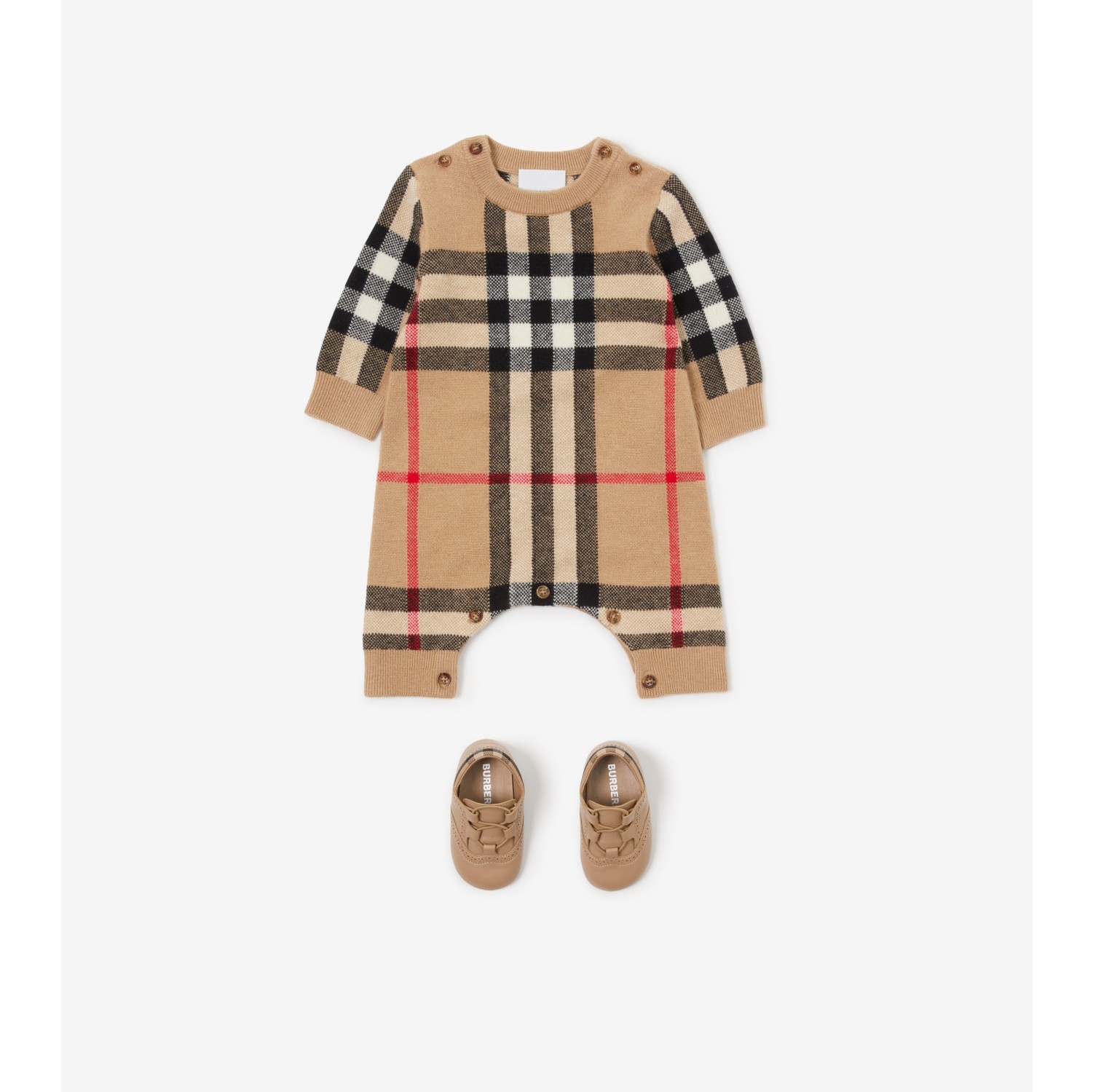 チェック ウールカシミア ジャンプスーツ (アーカイブベージュ) - チルドレンズ | Burberry®公式サイト