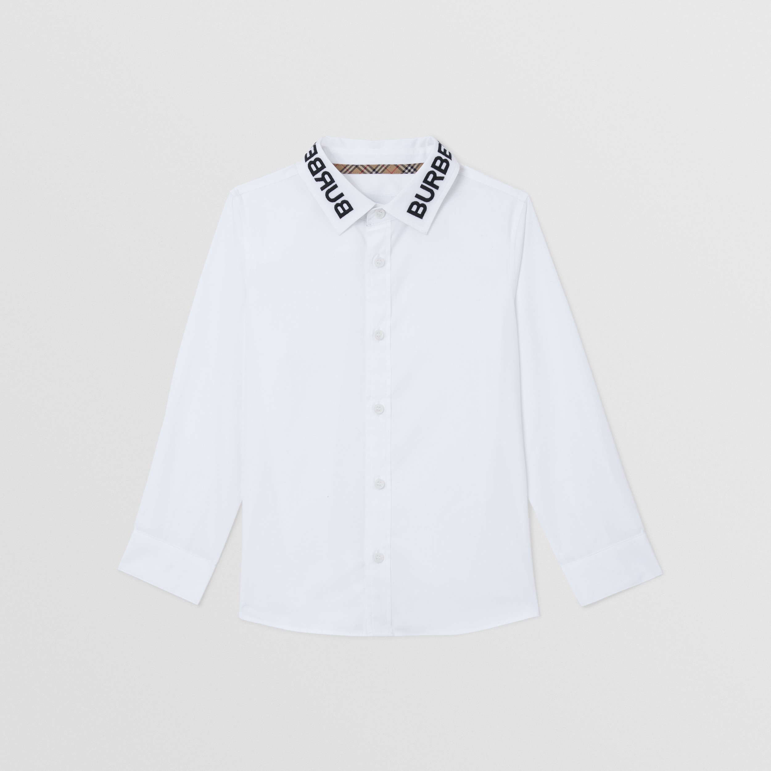 Logo Print Cotton Poplin Shirt in White | Burberry® Official