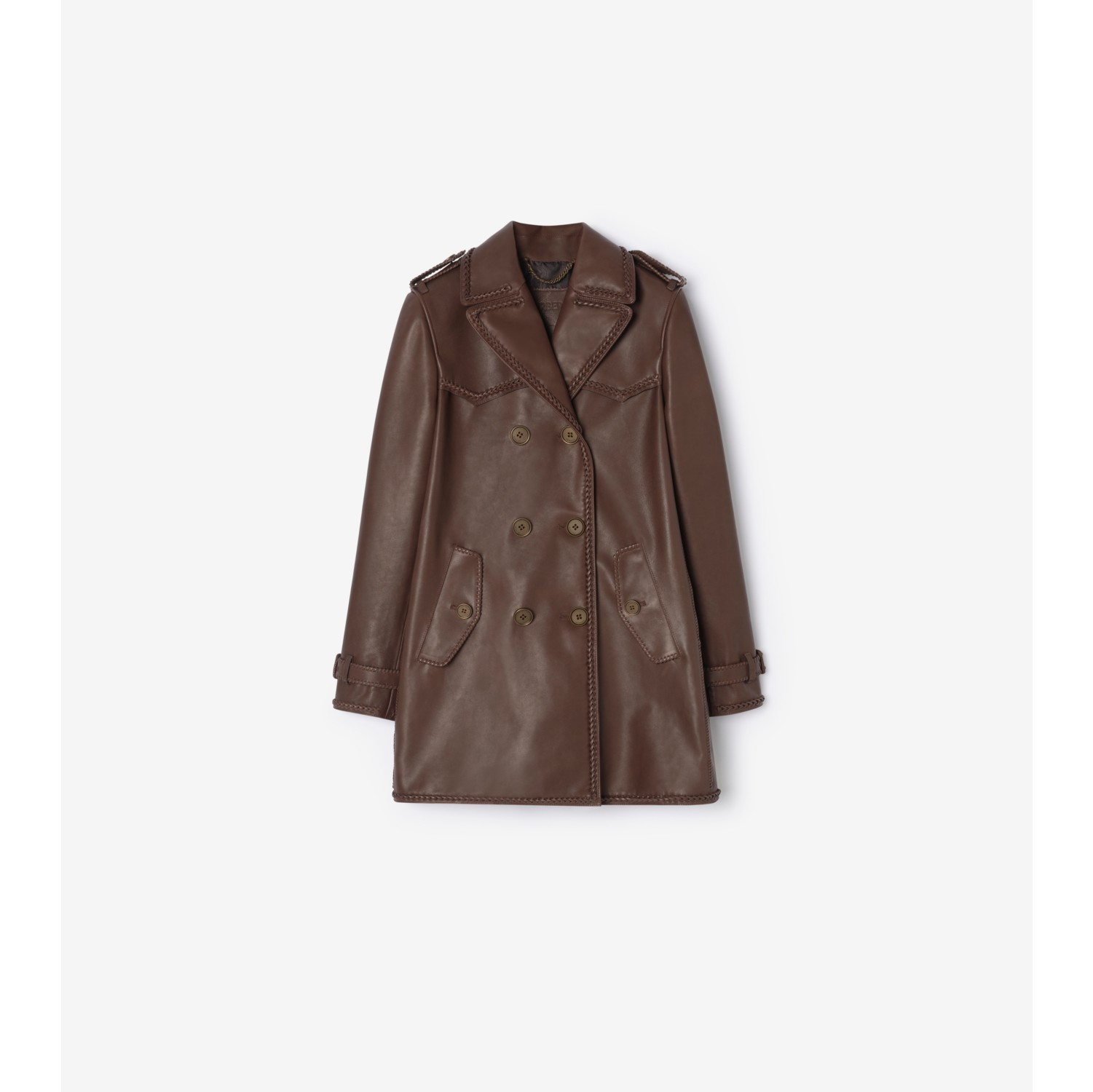 Short Fringed Leather Trench Coat