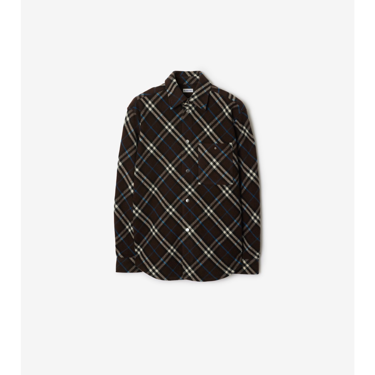 Shop Burberry Check Wool Shirt In Snug