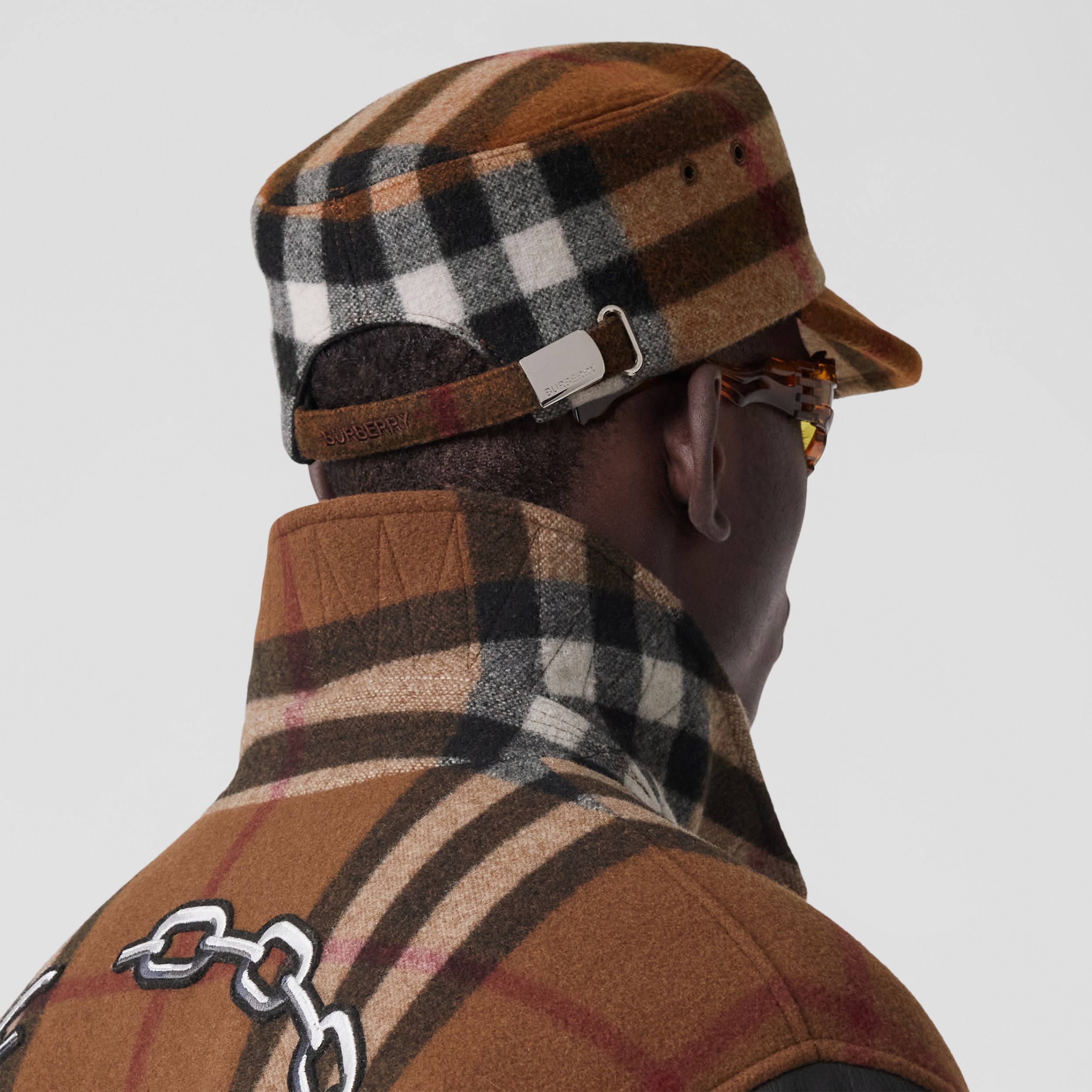 Badge Appliqué Check Technical Wool Bomber Jacket in Dark Birch Brown - Men | Burberry® Official - 4