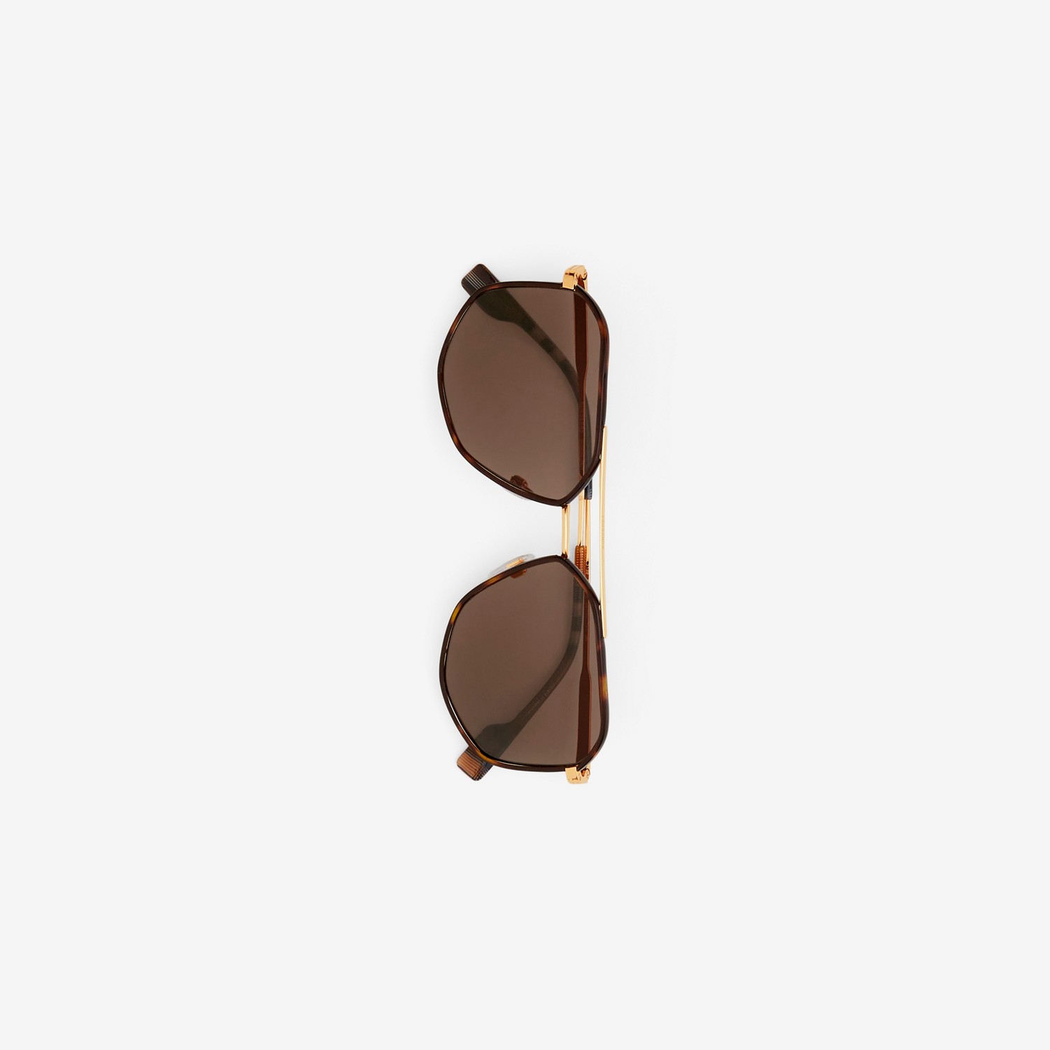 Óculos de sol com armação geométrica (Marrom Escuro/dourado Claro) - Homens | Burberry® oficial