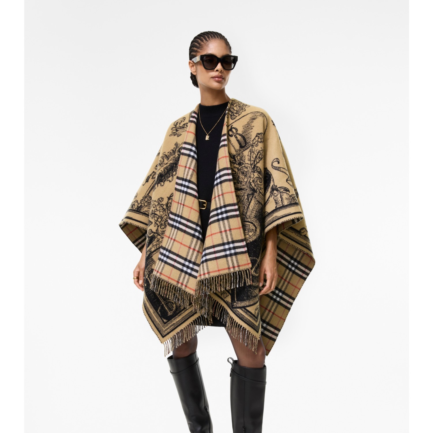 Reversible Etched Knight Wool Cape