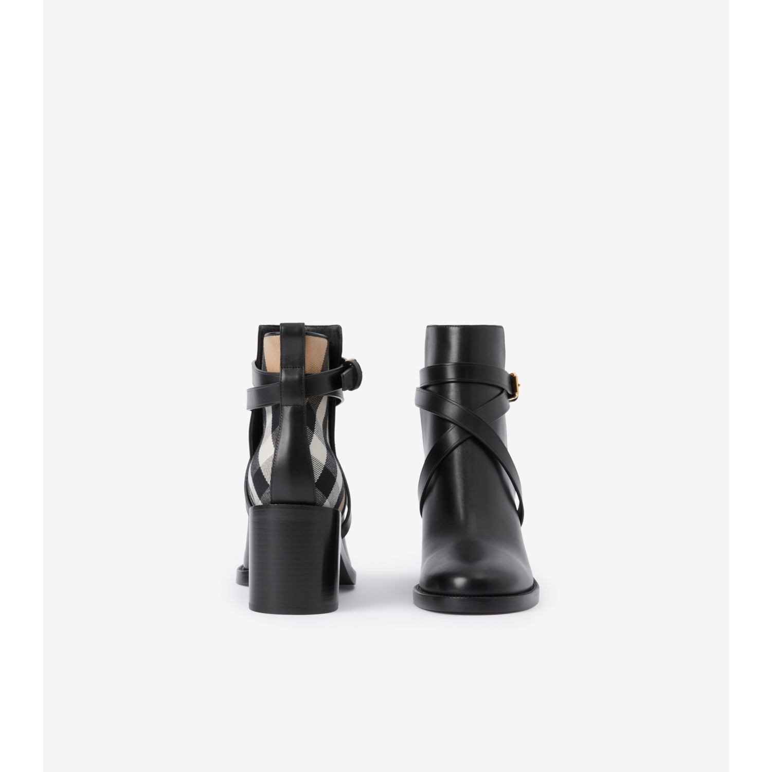 House check best sale leather ankle boots