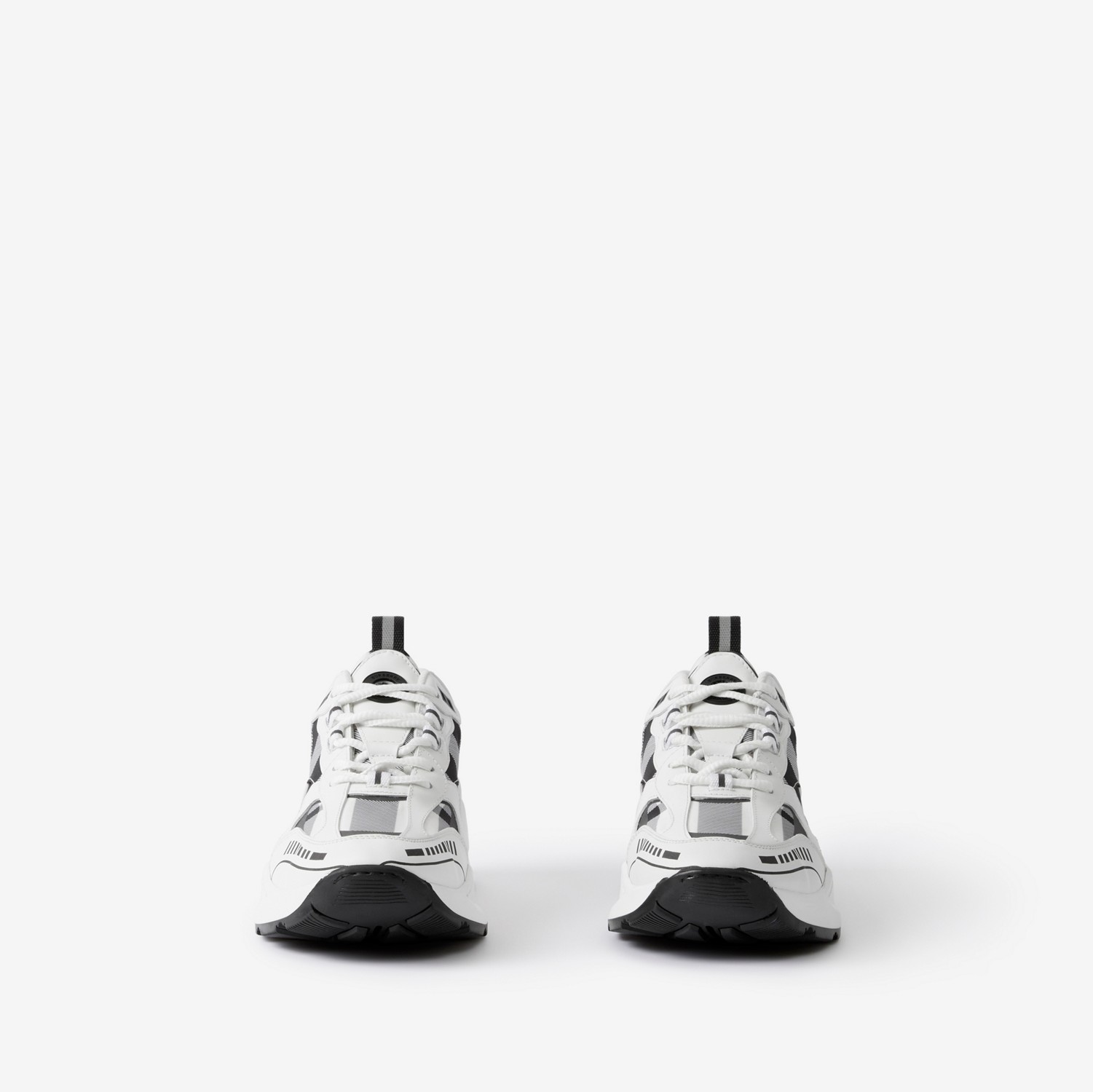 Check and Leather Sneakers in Black/white - Women | Burberry® Official