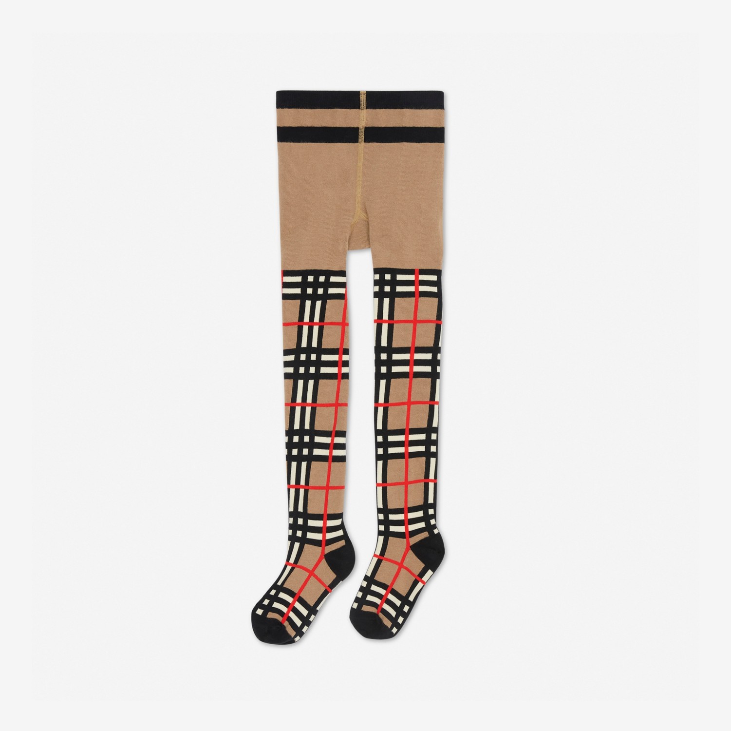 Check Intarsia Cotton Blend Tights in Archive Beige - Children | Burberry® Official
