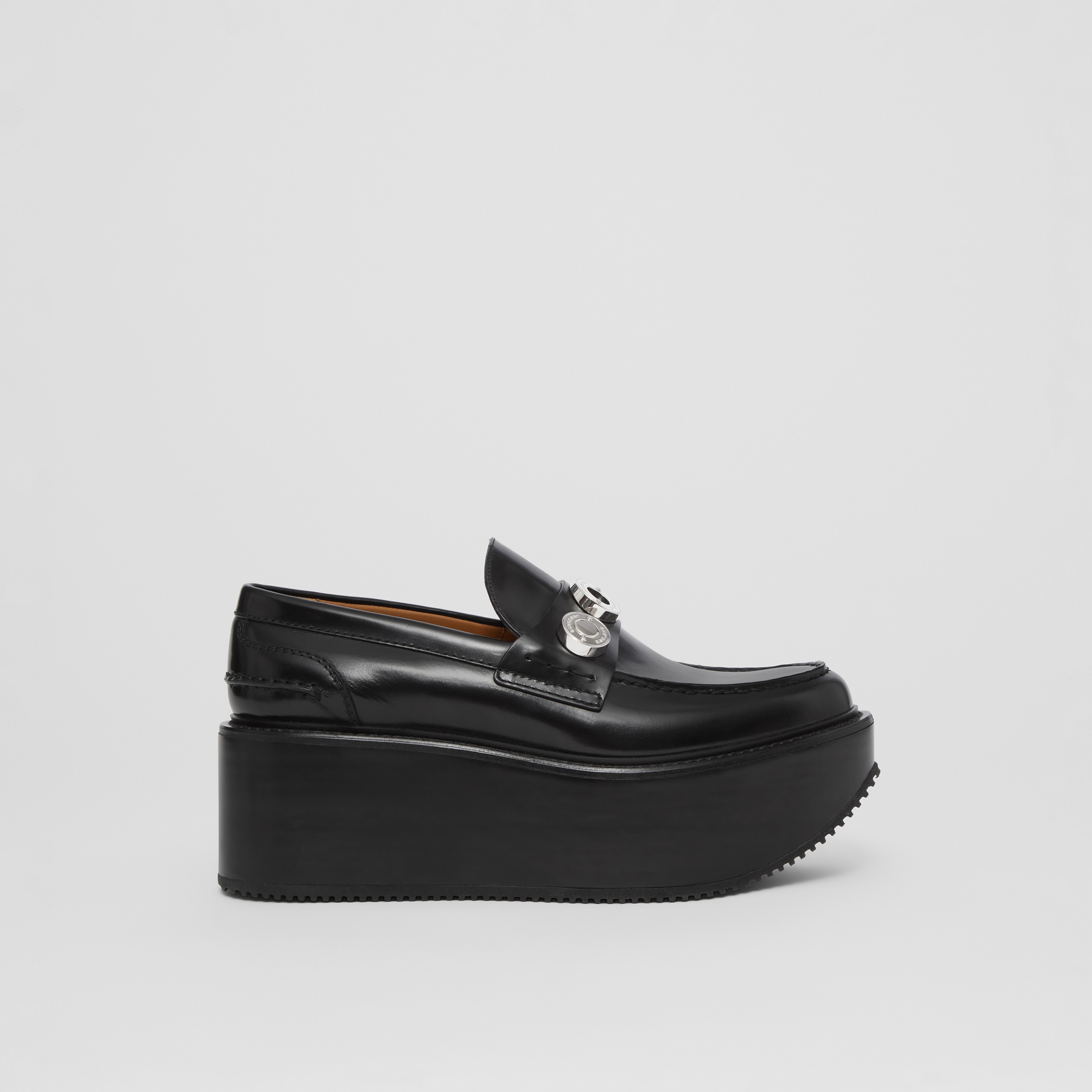 Leder-Loafer mit Plateauabsatz und Logodetail (Schwarz) - Damen | Burberry® - 1