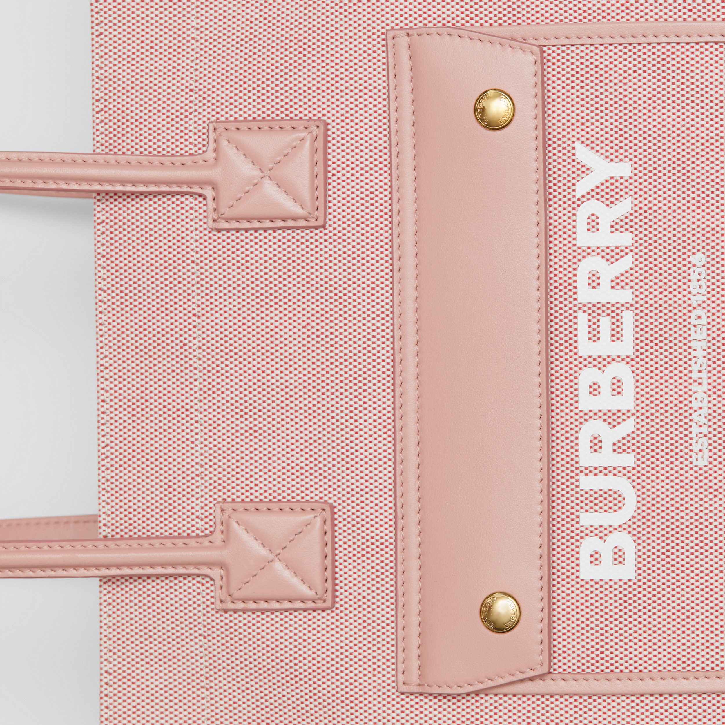Two-tone Canvas and Leather Small Freya Tote in Bright Red/dusky Pink - Women | Burberry® Official - 2
