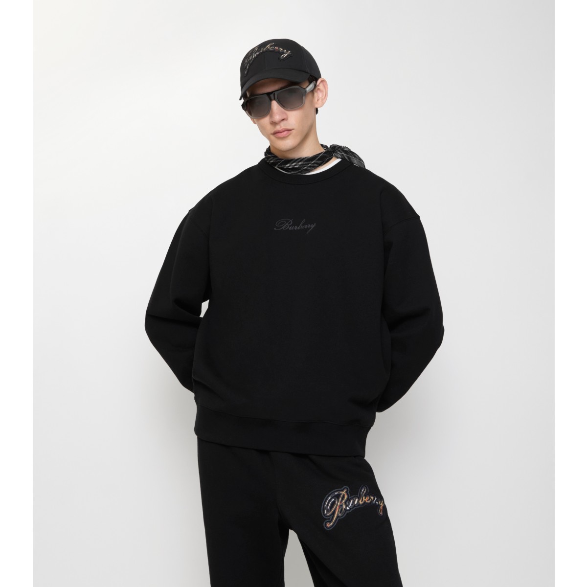  Check Cursive Logo Cotton Sweatshirt