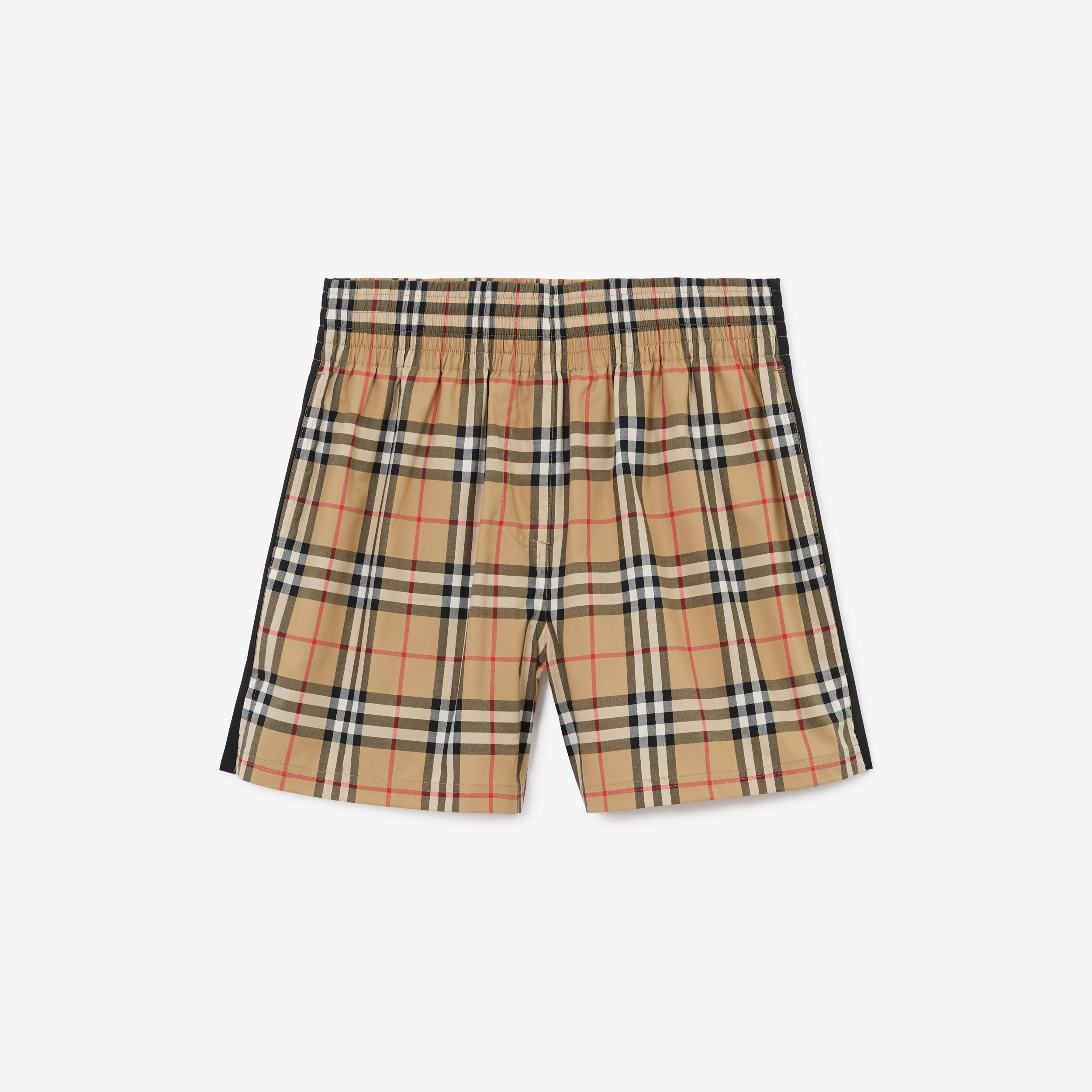 Check Silk Shorts in Archive Beige | Burberry® Official - 1