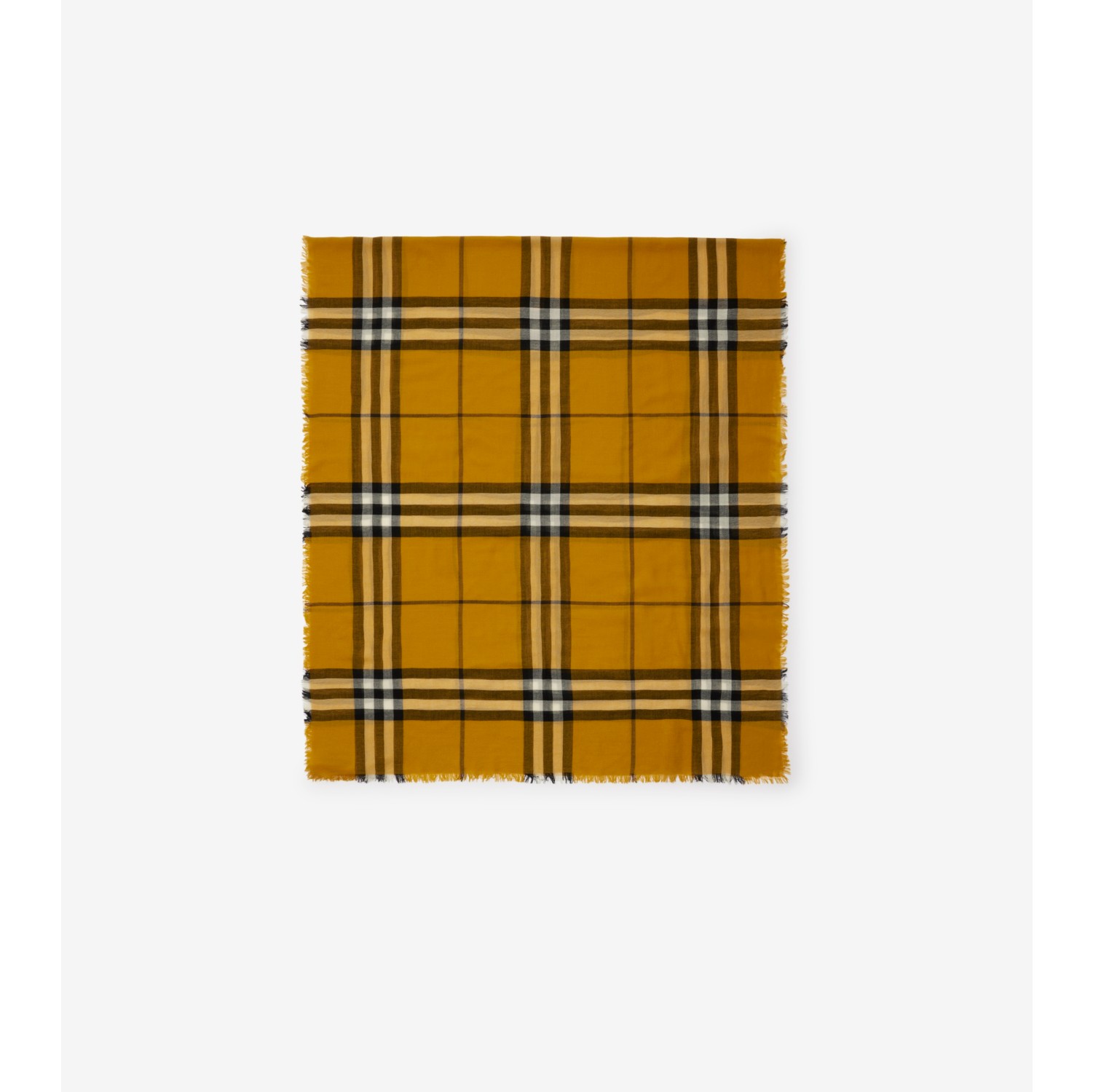 Wide Check Wool Scarf