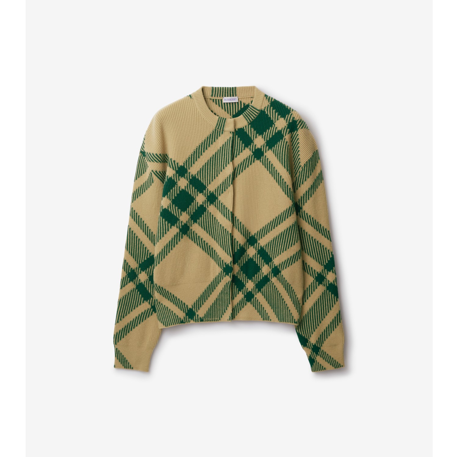 Check Wool Blend Cardigan in Flax - Women | Burberry® Official