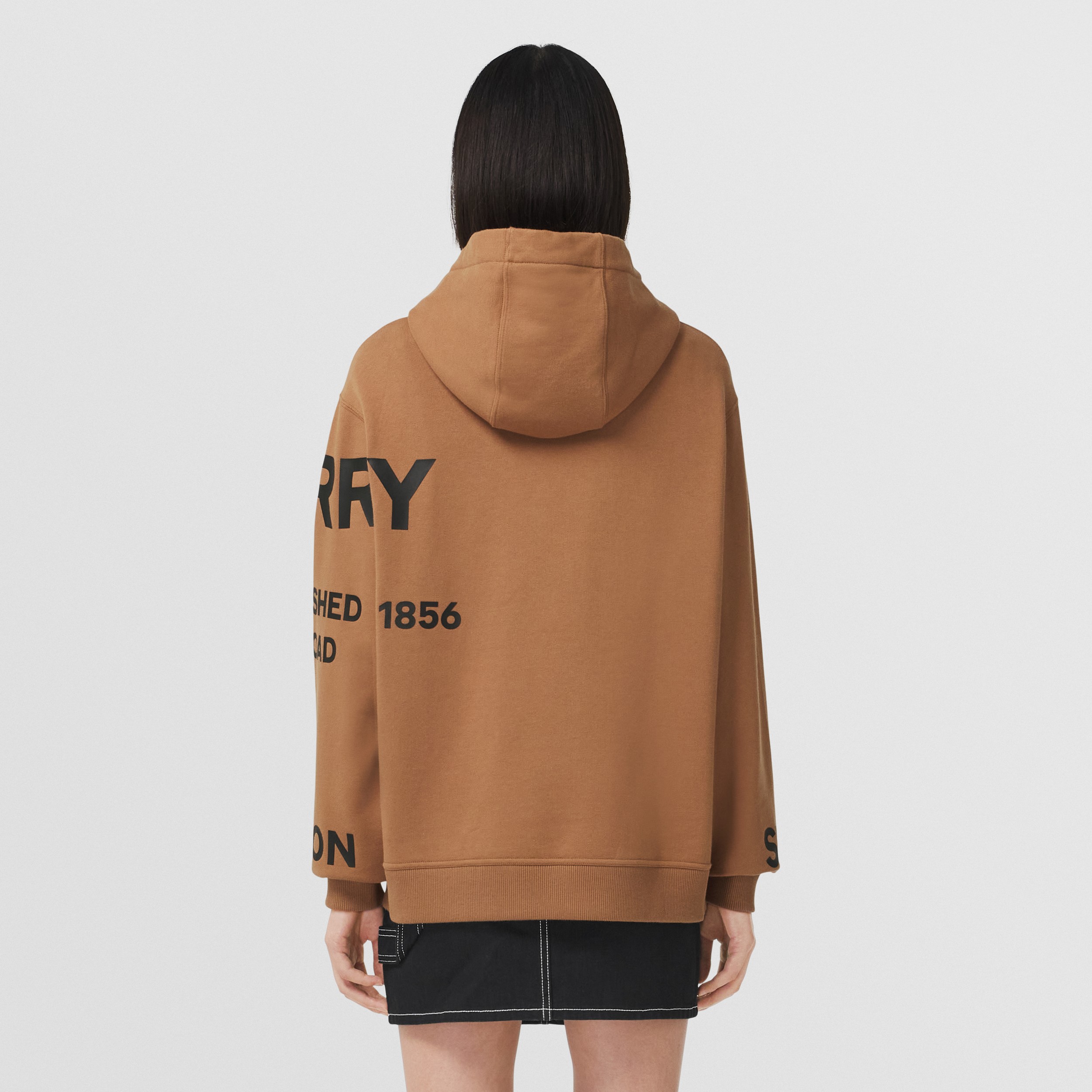 Horseferry Print Cotton Oversized Hoodie in Camel - Women | Burberry® Official - 3