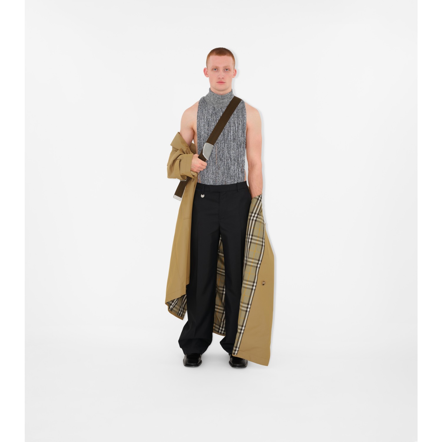 Long Gabardine Trench Coat in Spelt - Men, Cotton | Burberry® Official