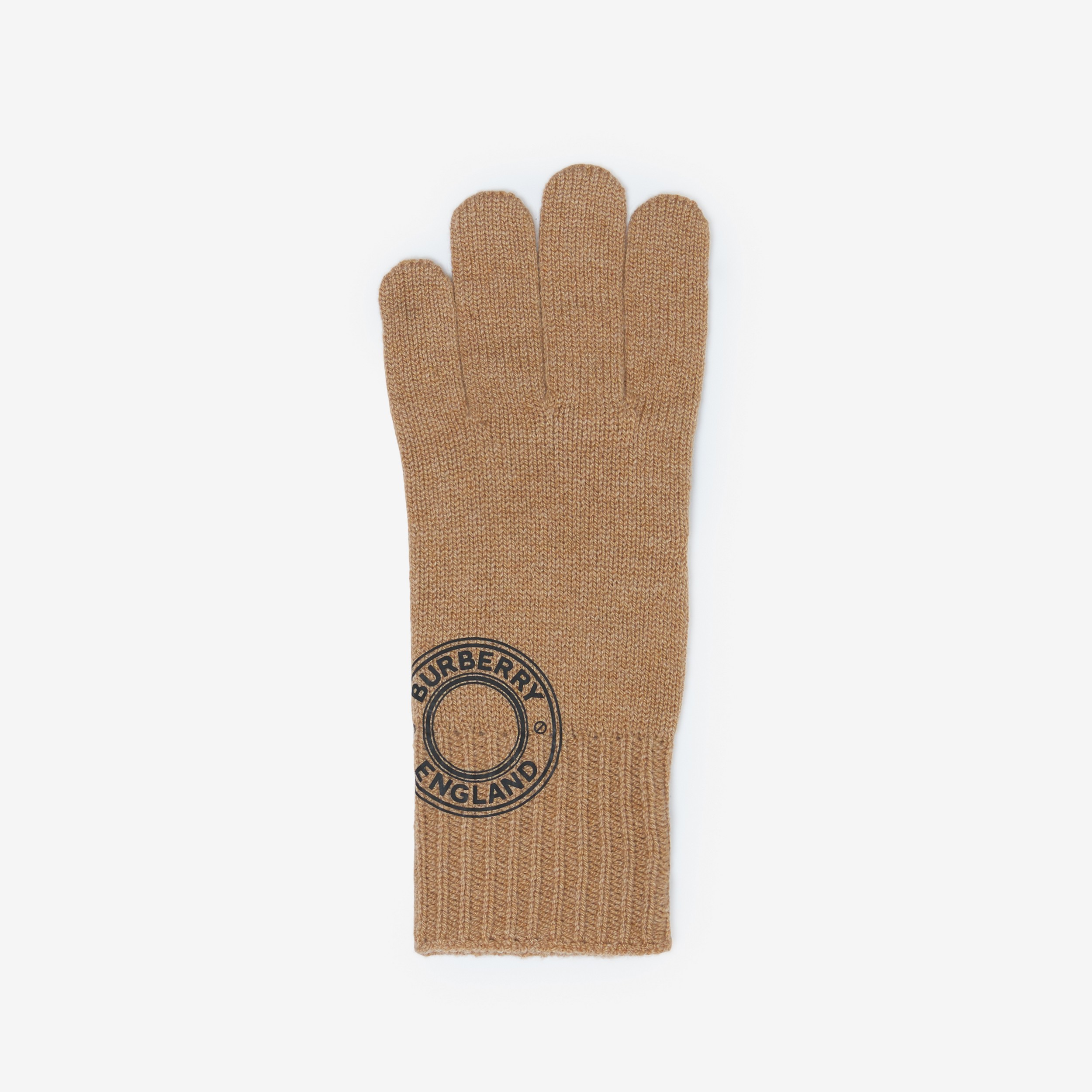 Logo Graphic Cashmere Blend Gloves in Camel | Burberry® Official - 2