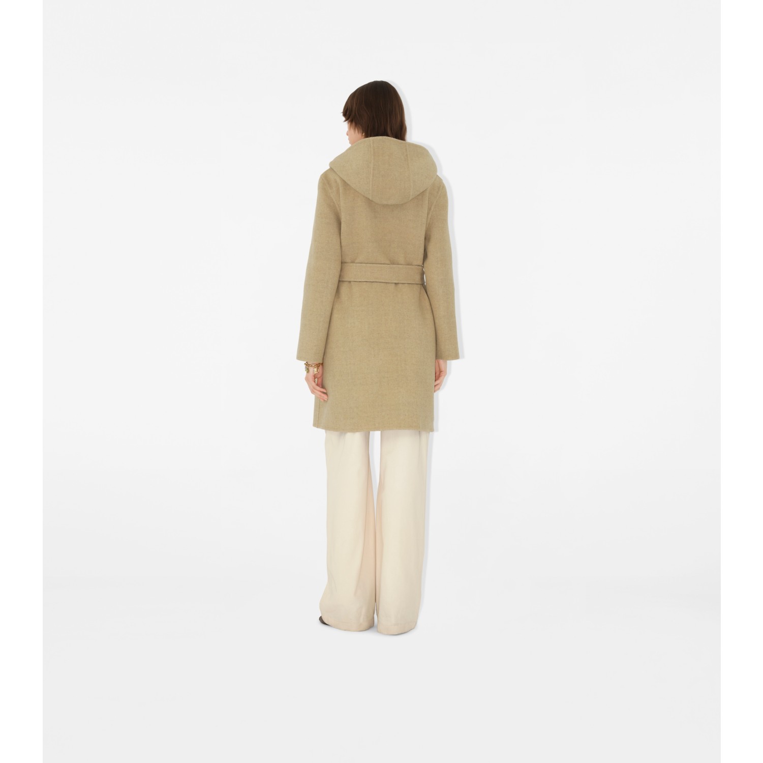 Reversible Wool Hooded Wrap Coat