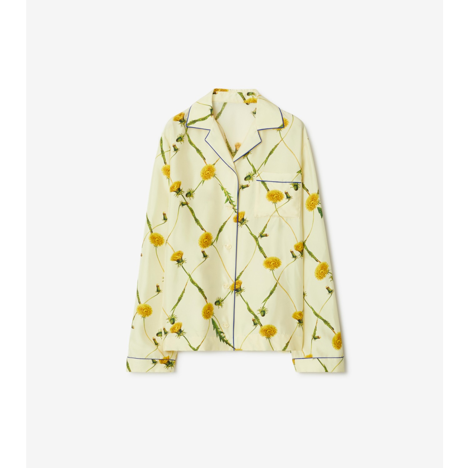 Chemise pyjama en soie à imprimé pissenlit