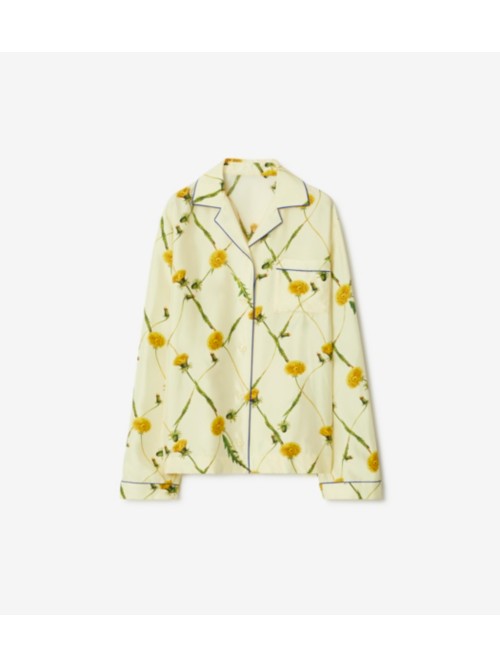Shop Burberry Dandelion Silk Pyjama Shirt In Sherbet