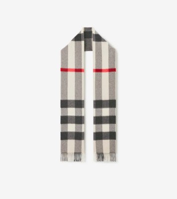 Check Cashmere Scarf in Stone | Burberry® Official