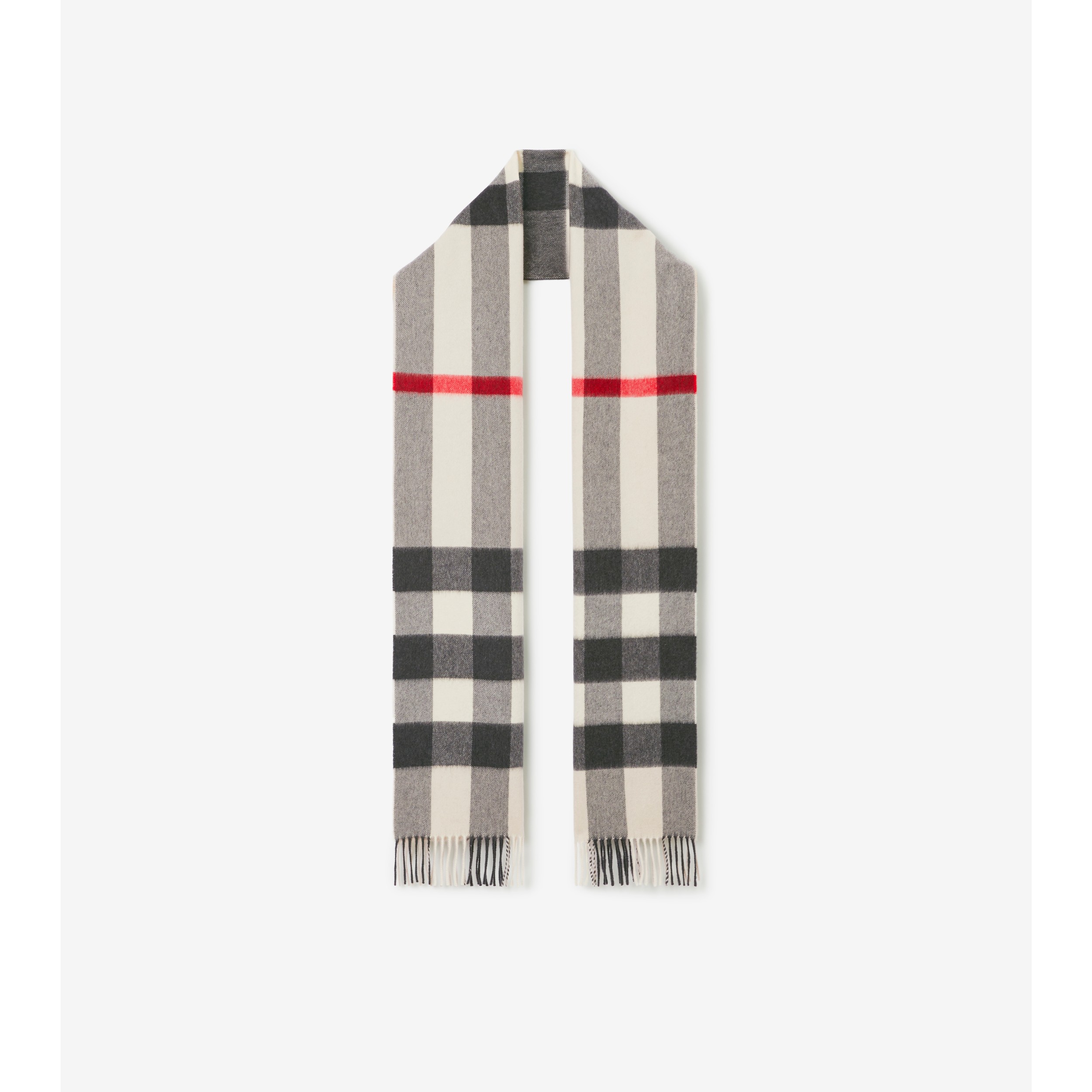 Check Cashmere Scarf in Stone | Burberry® Official