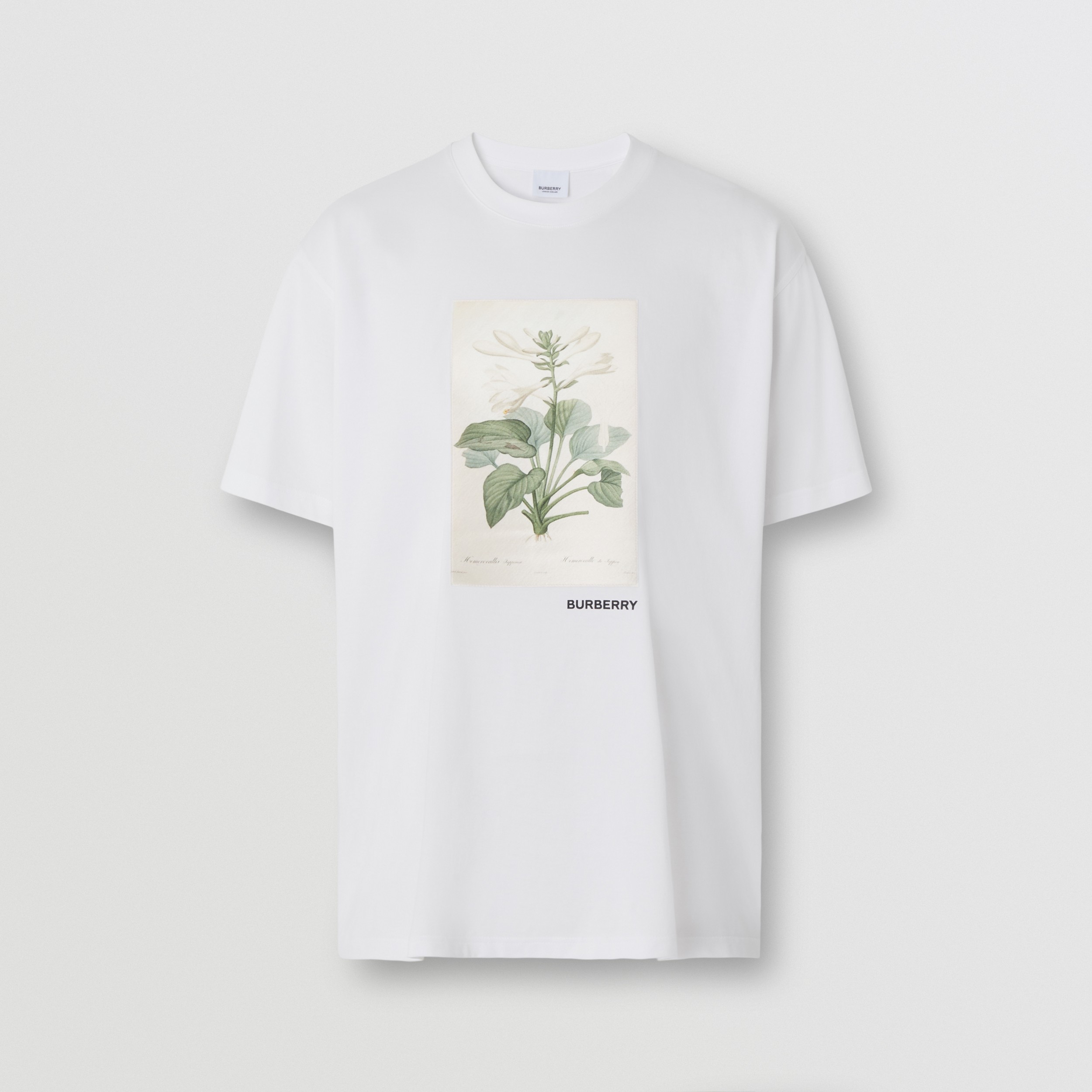 Botanical Sketch Print Cotton Oversized T-shirt in White - Women | Burberry® Official - 4