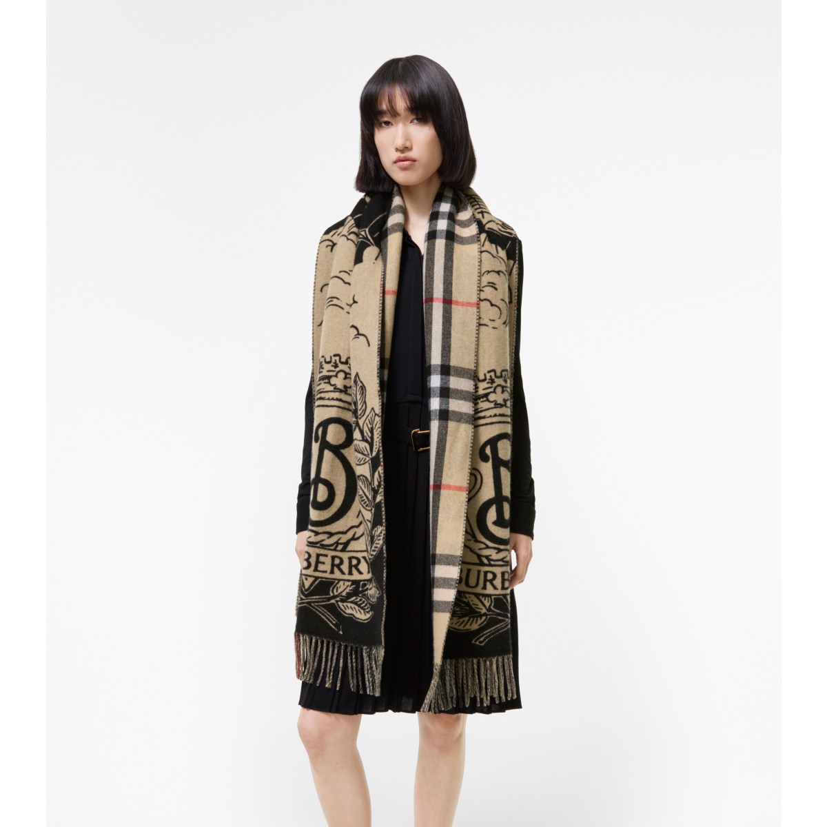  Check Wide Reversible Stormy Knight Scarf