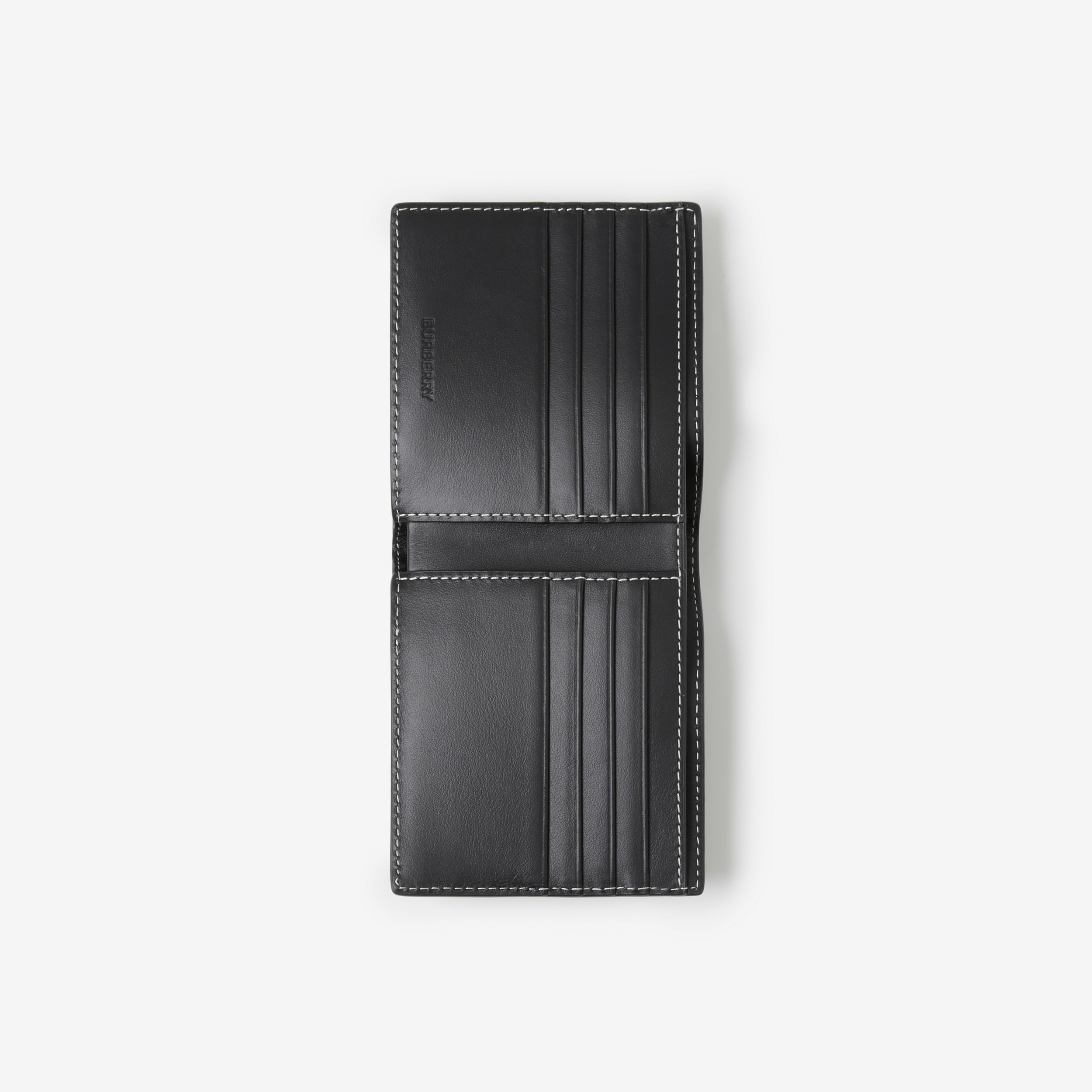 Check and Leather Bifold Wallet in Dark Birch Brown | Burberry® Official - 4