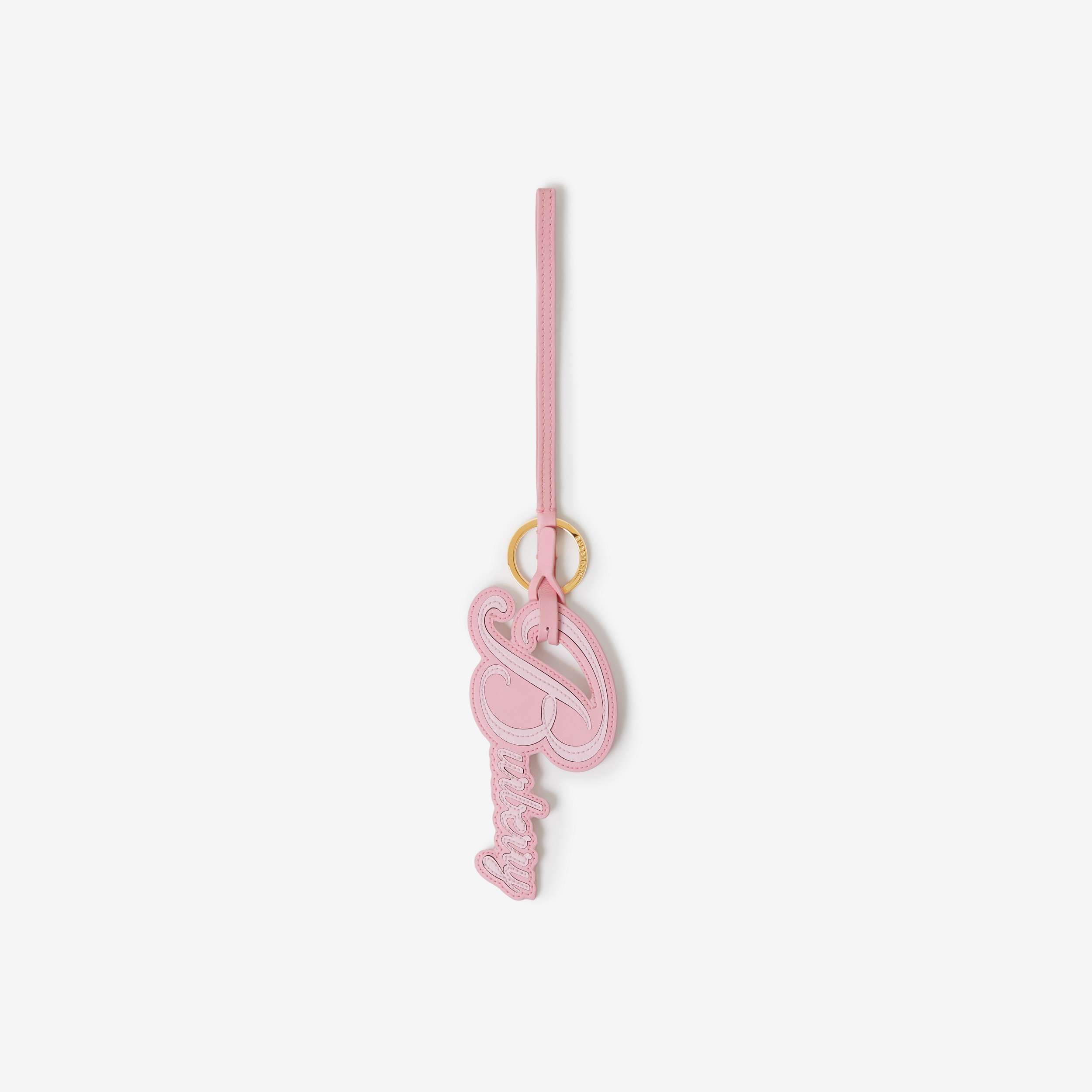 Logo Intarsia Leather Key Charm in Blossom Pink - Women | Burberry® Official - 1