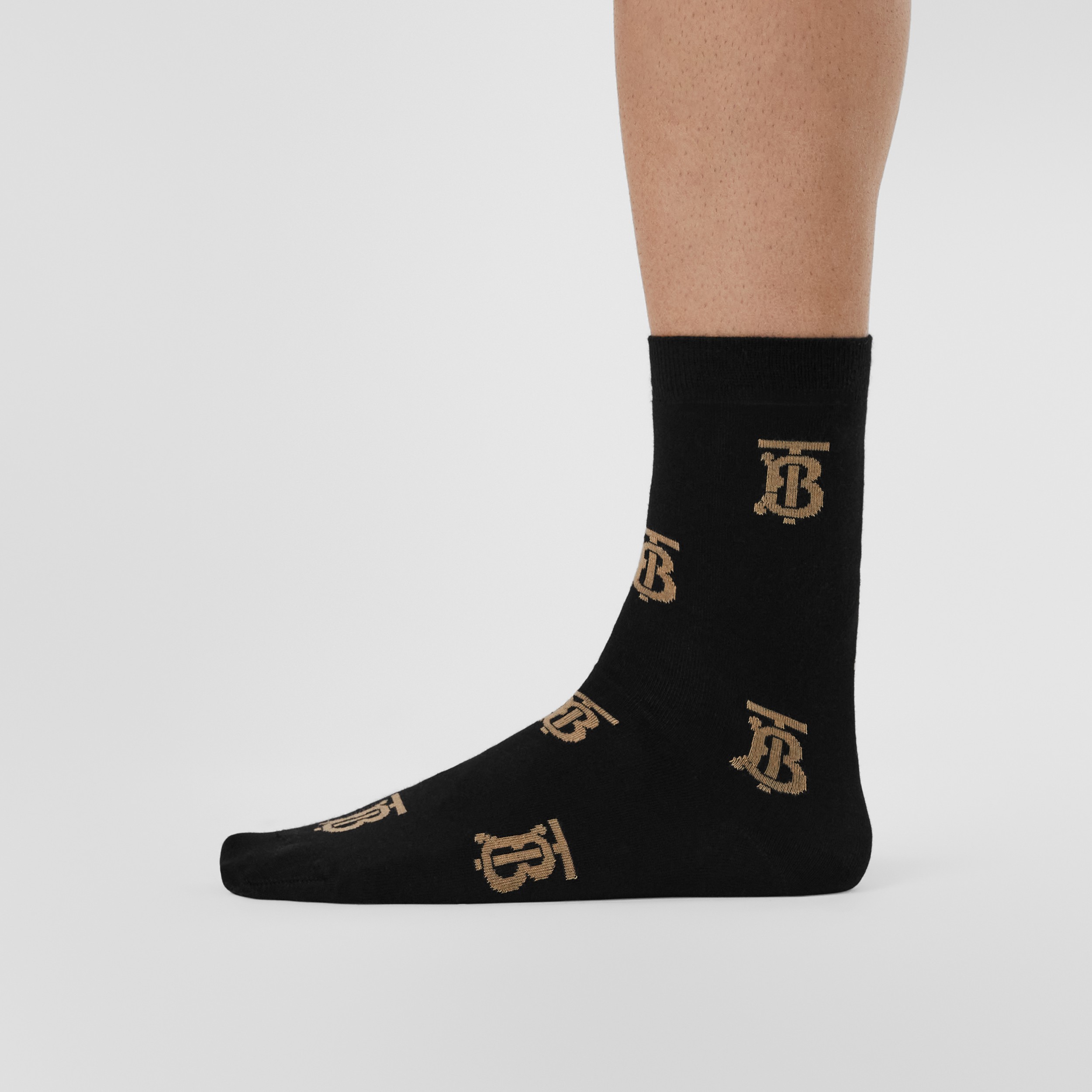 Monogram Motif Cotton Cashmere Blend Socks in Black | Burberry® Official - 4