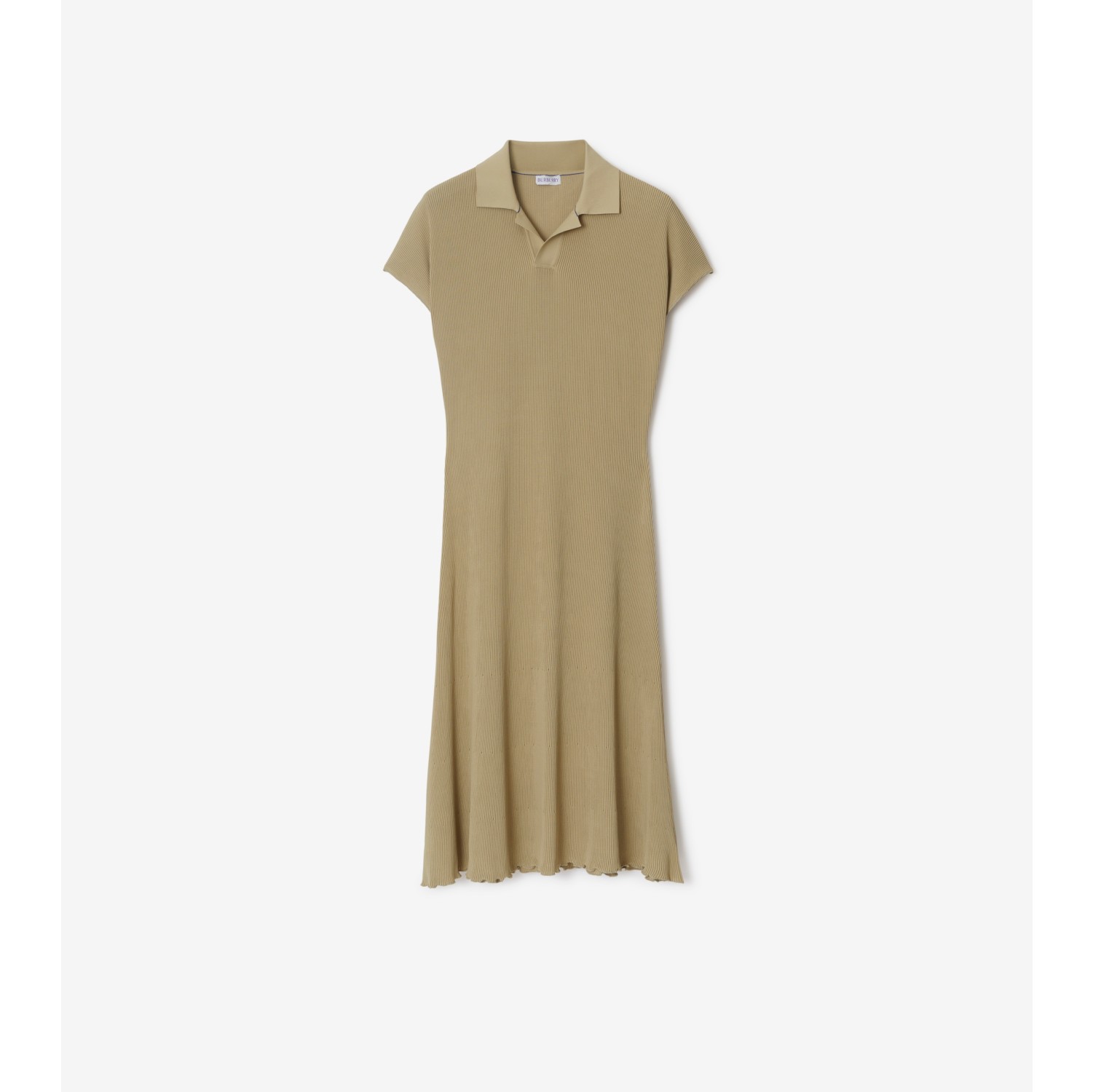 Rib Knit Polo Shirt Dress in Hunter Women Technical Burberry Official