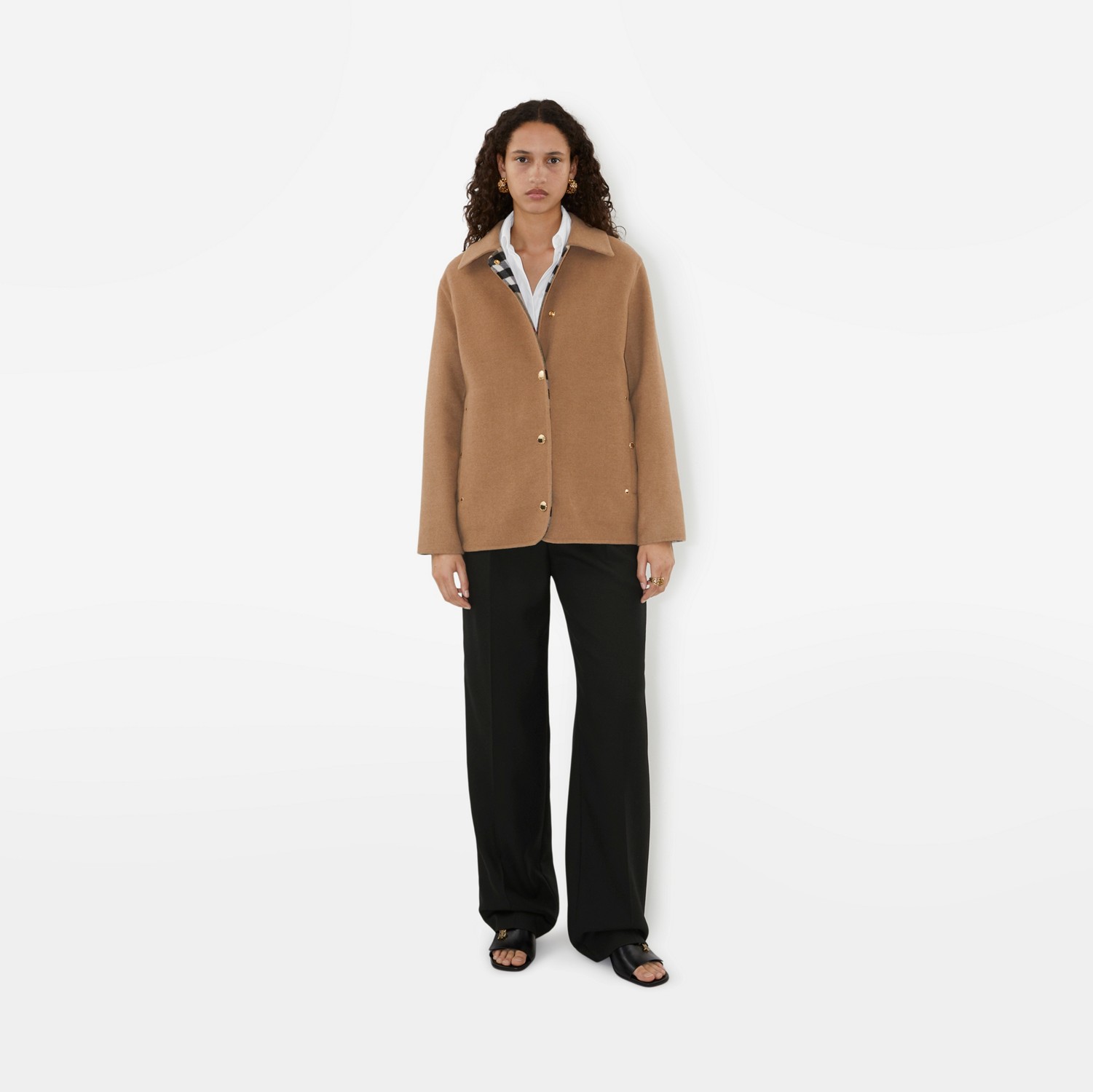 Jaqueta de campo de lã (Bege Clássico) - Mulheres | Burberry® oficial
