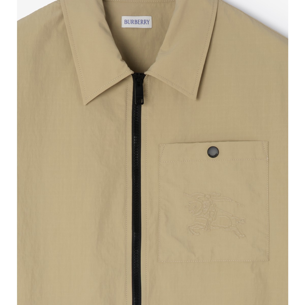  Embroidered Nylon Zip Overshirt