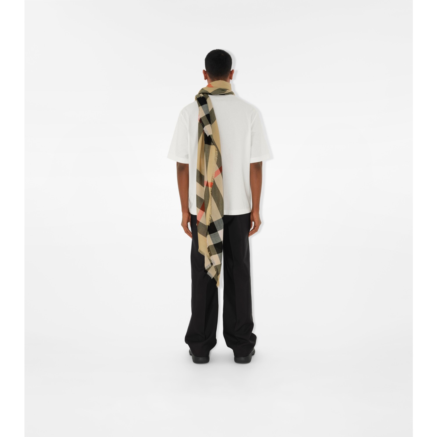 Check Cashmere Silk Scarf