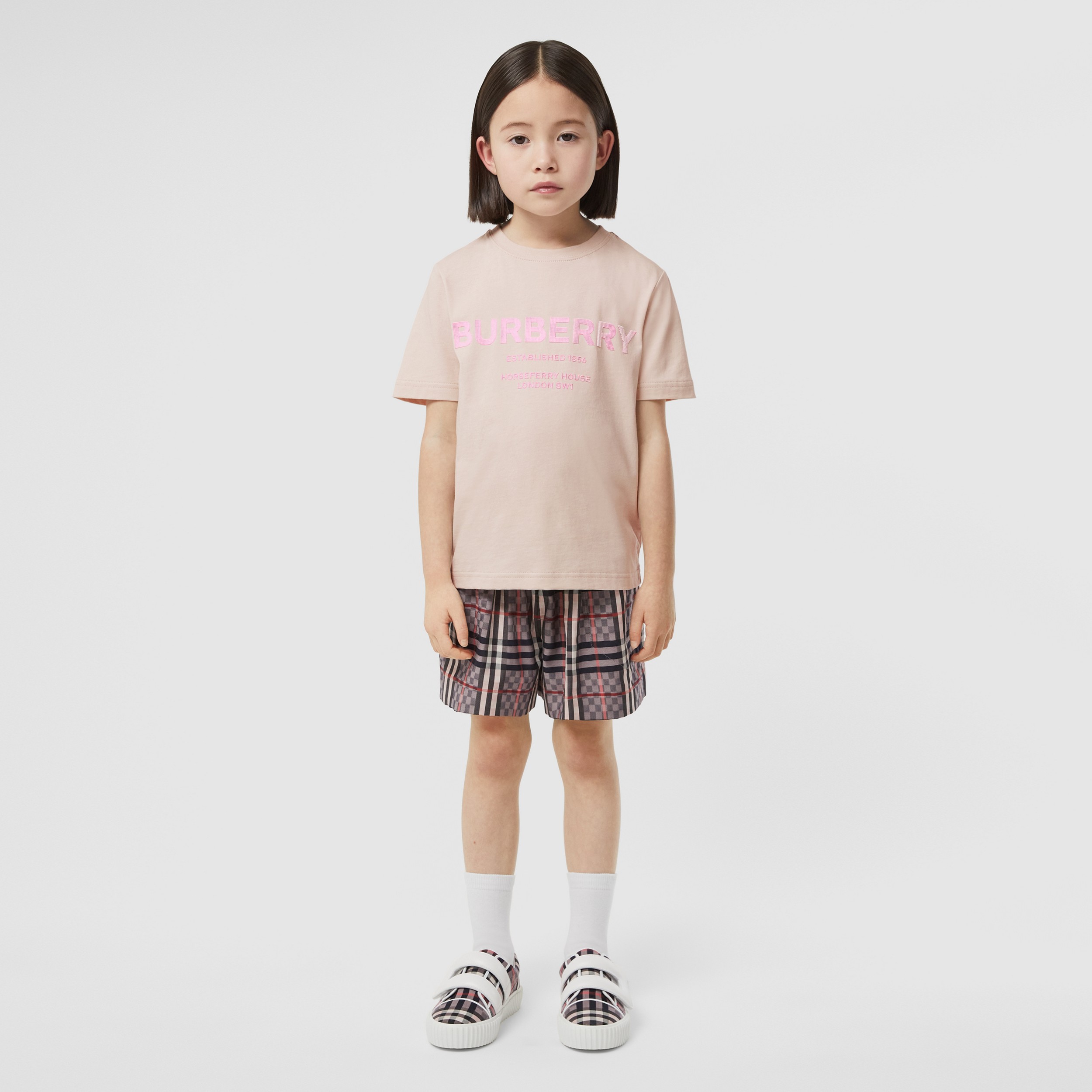Horseferry Print Cotton T-shirt in Light Rose Beige | Burberry® Official - 2