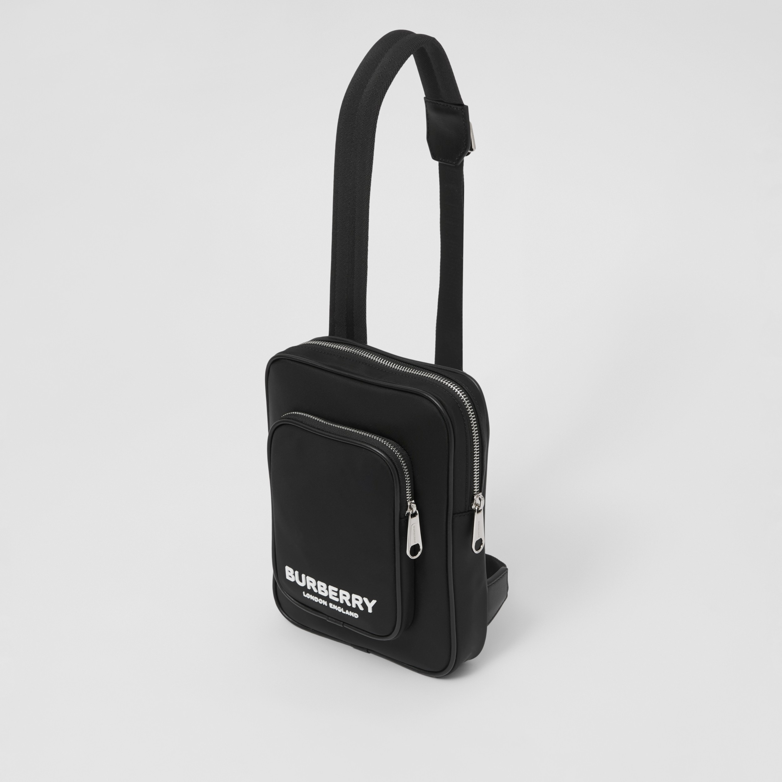 Logo Print Nylon Crossbody Bag in Black Men Burberry® Official