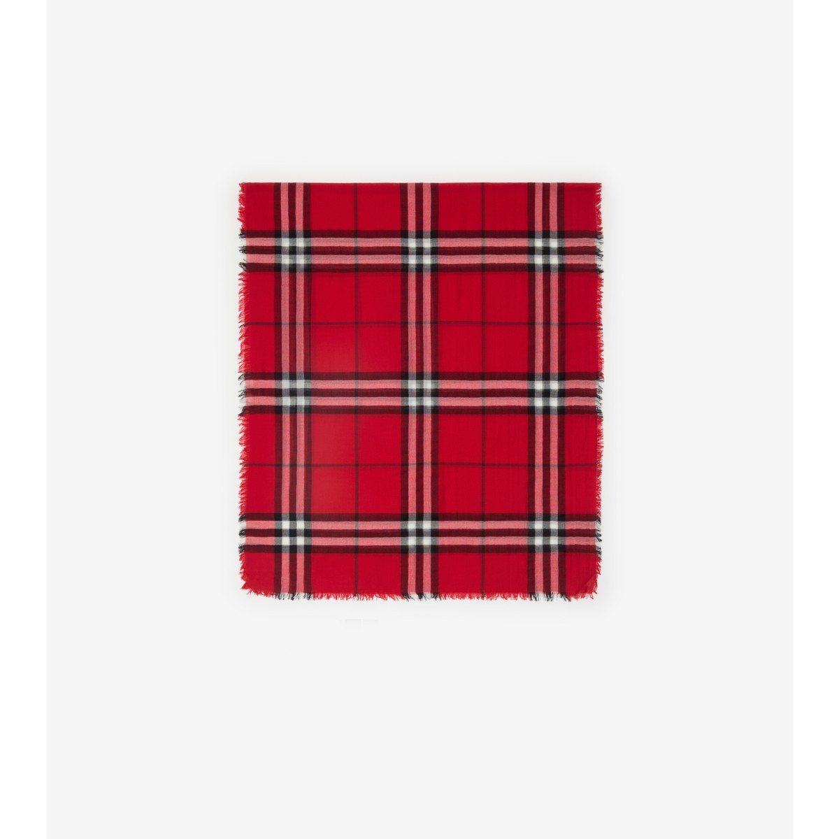 Burberry Wide Check Wool Scarf In Post Red
