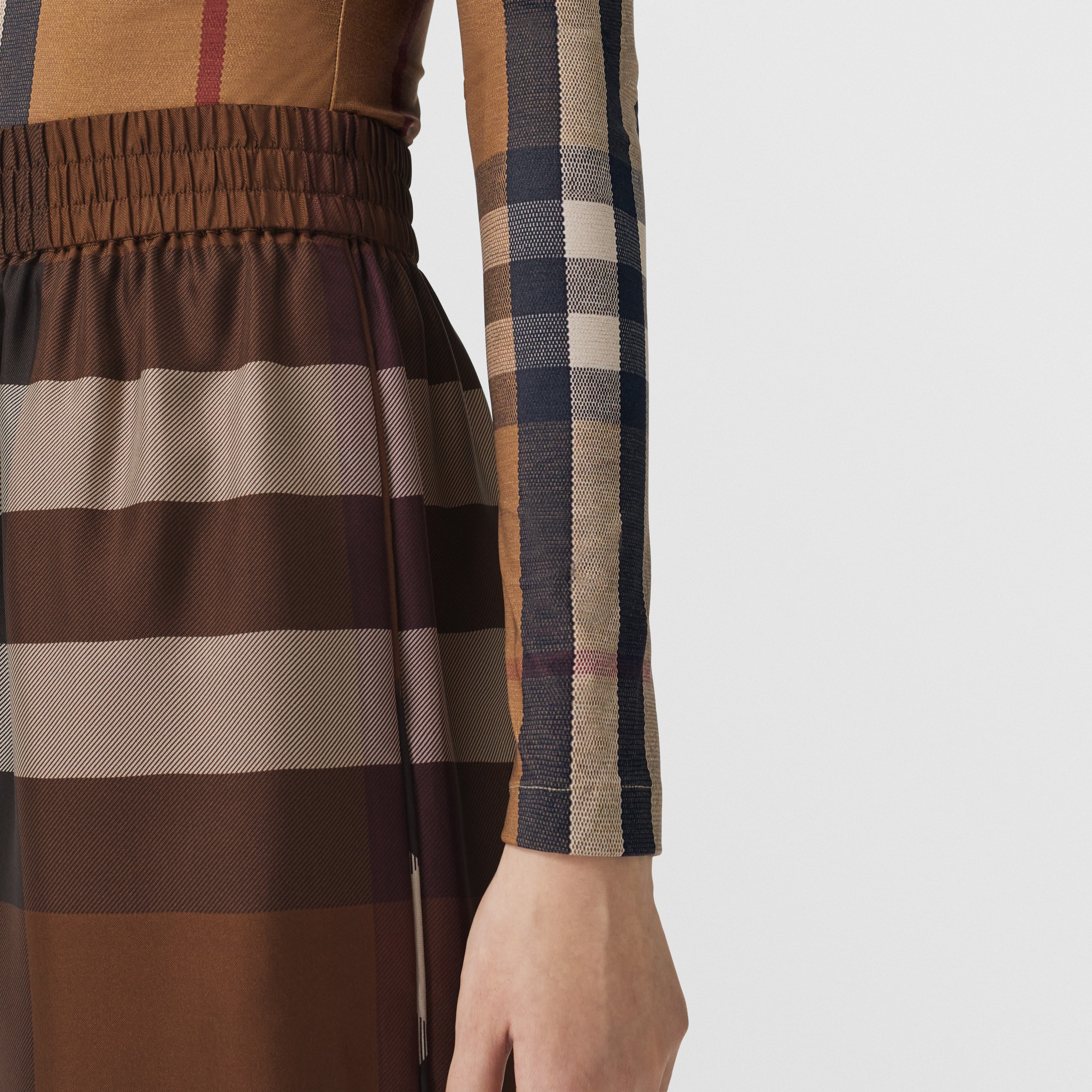 Exaggerated Check Silk Shorts in Dark Birch Brown - Women | Burberry® Official - 2