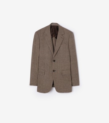 Burberry チェック ウールリネンブレンド スローン テーラードジャケット (ソープベージュ／ブラウン) - メンズ, ナイロン, ウール, リネン | Burberry®公式サイト