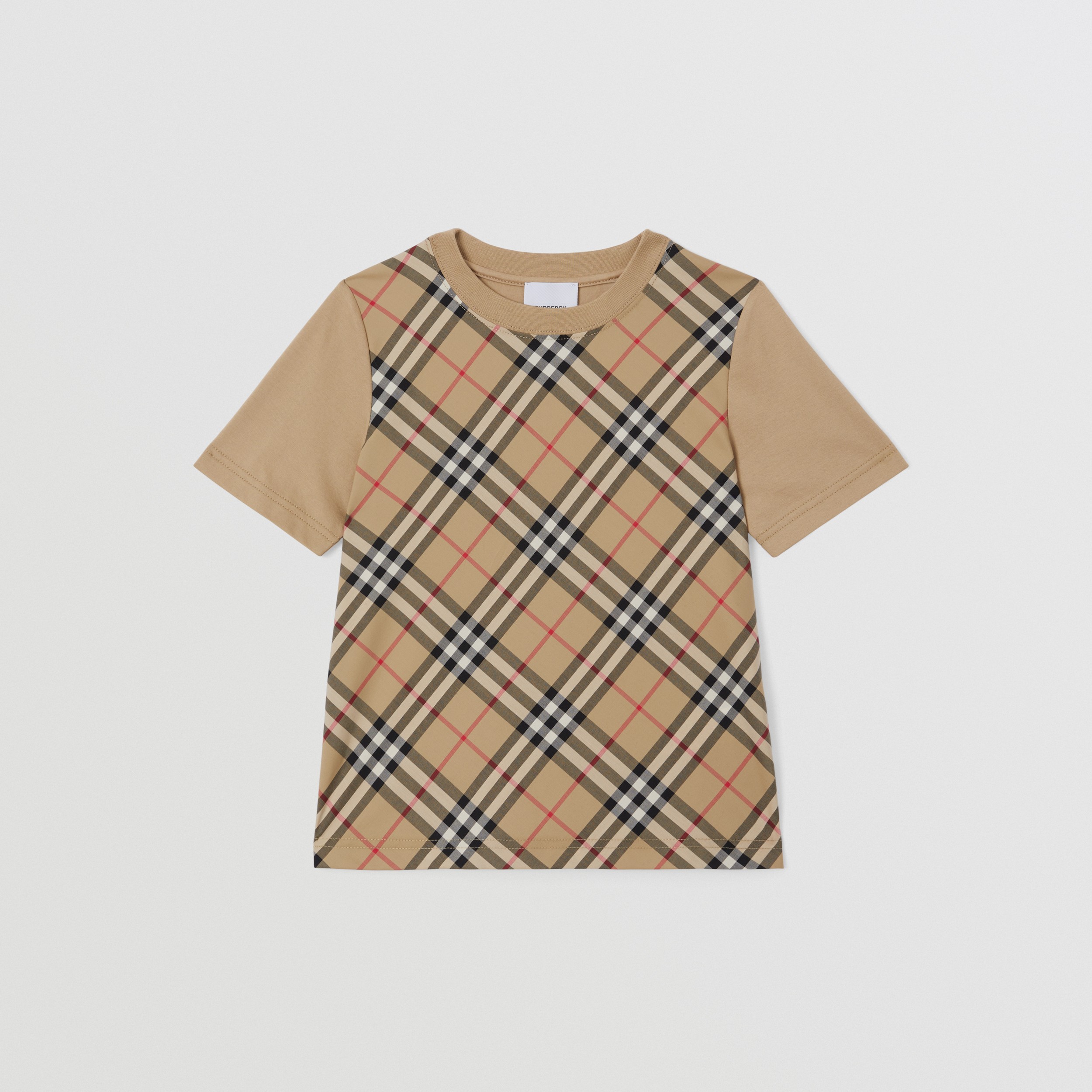 Vintage Check Panel Cotton T-shirt in Archive Beige | Burberry® Official - 1