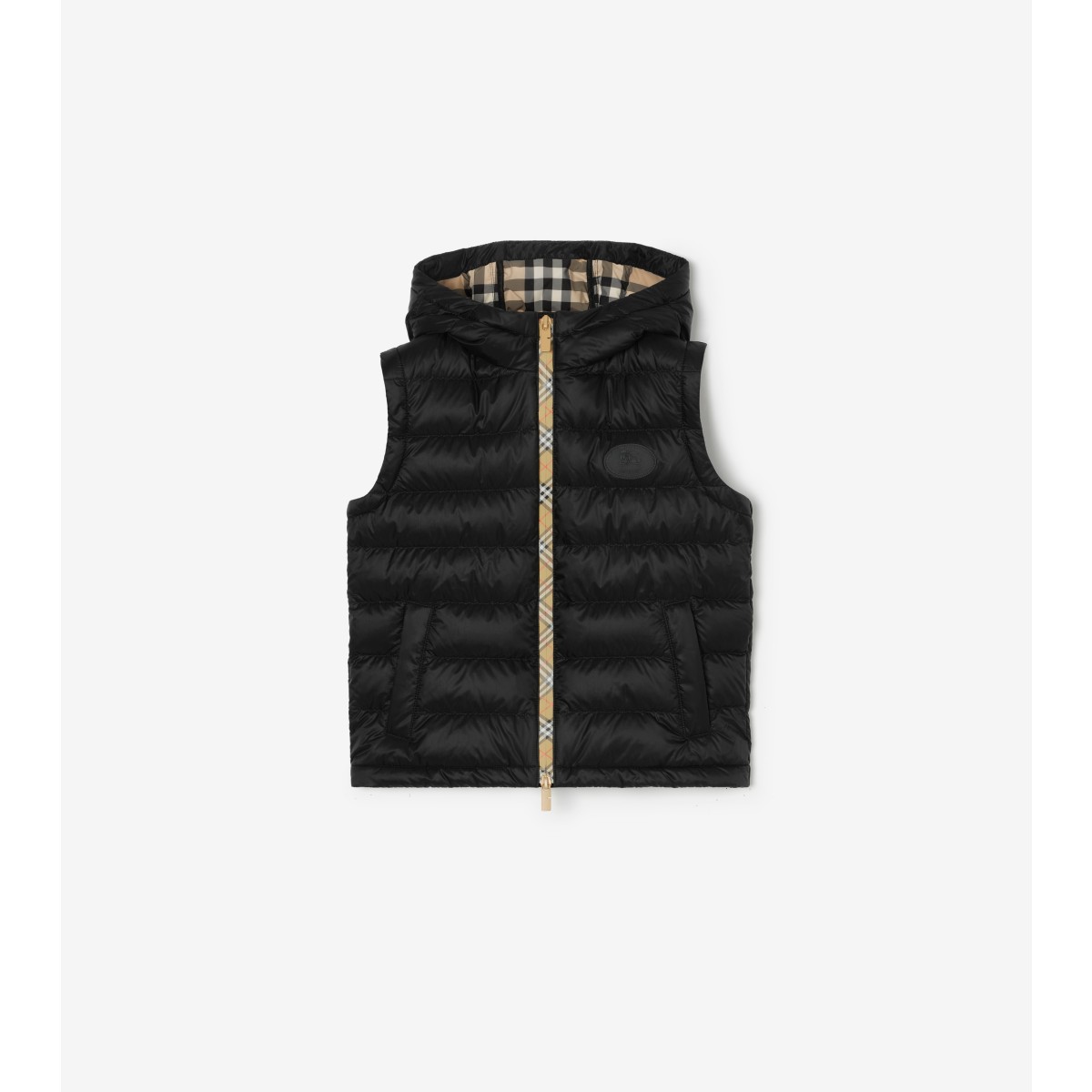  Check er-tape Nylon Hooded Puffer Gilet