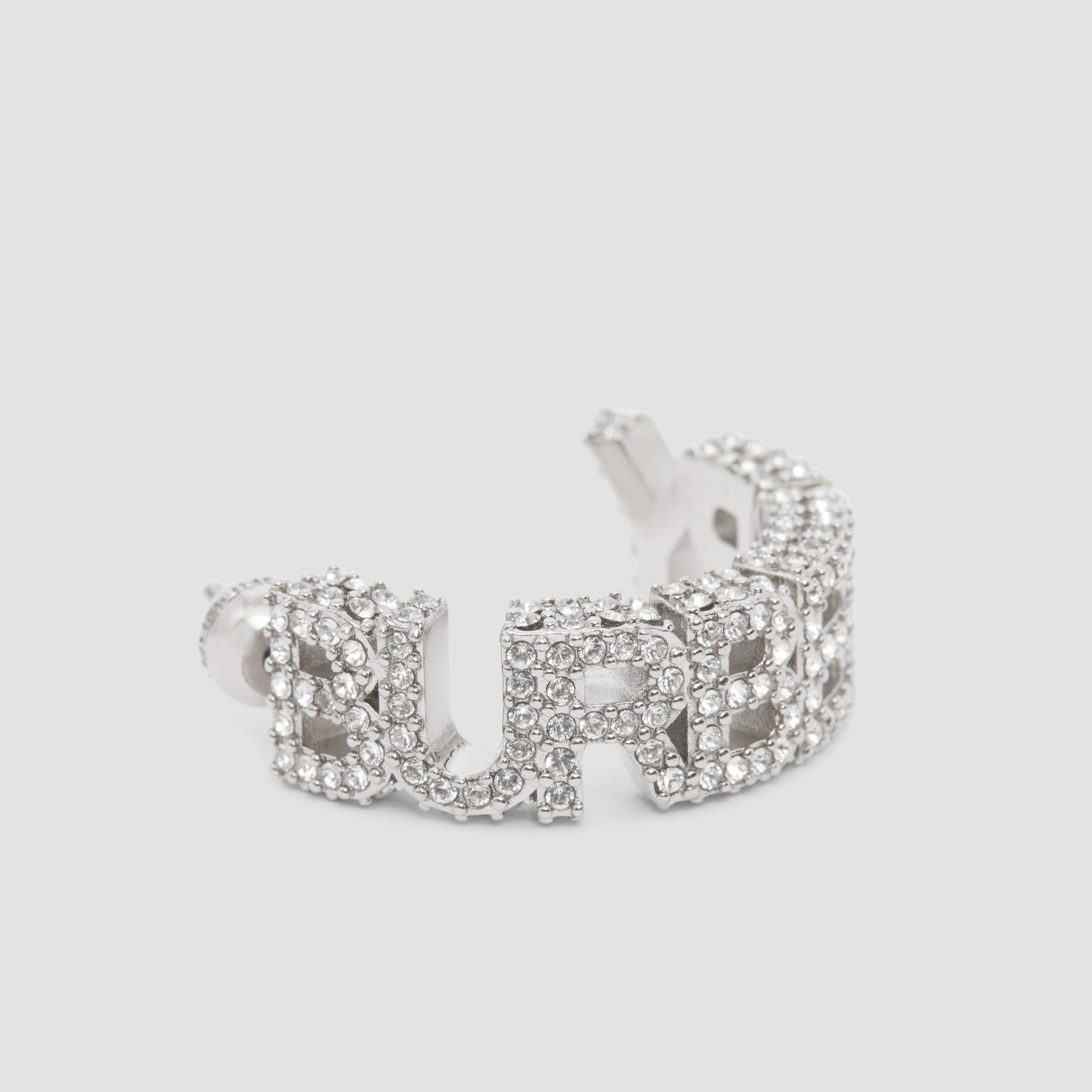 Crystal Detail Palladium-plated Logo Hoop Earrings in Palladio/crystal - Women | Burberry® Official - 2
