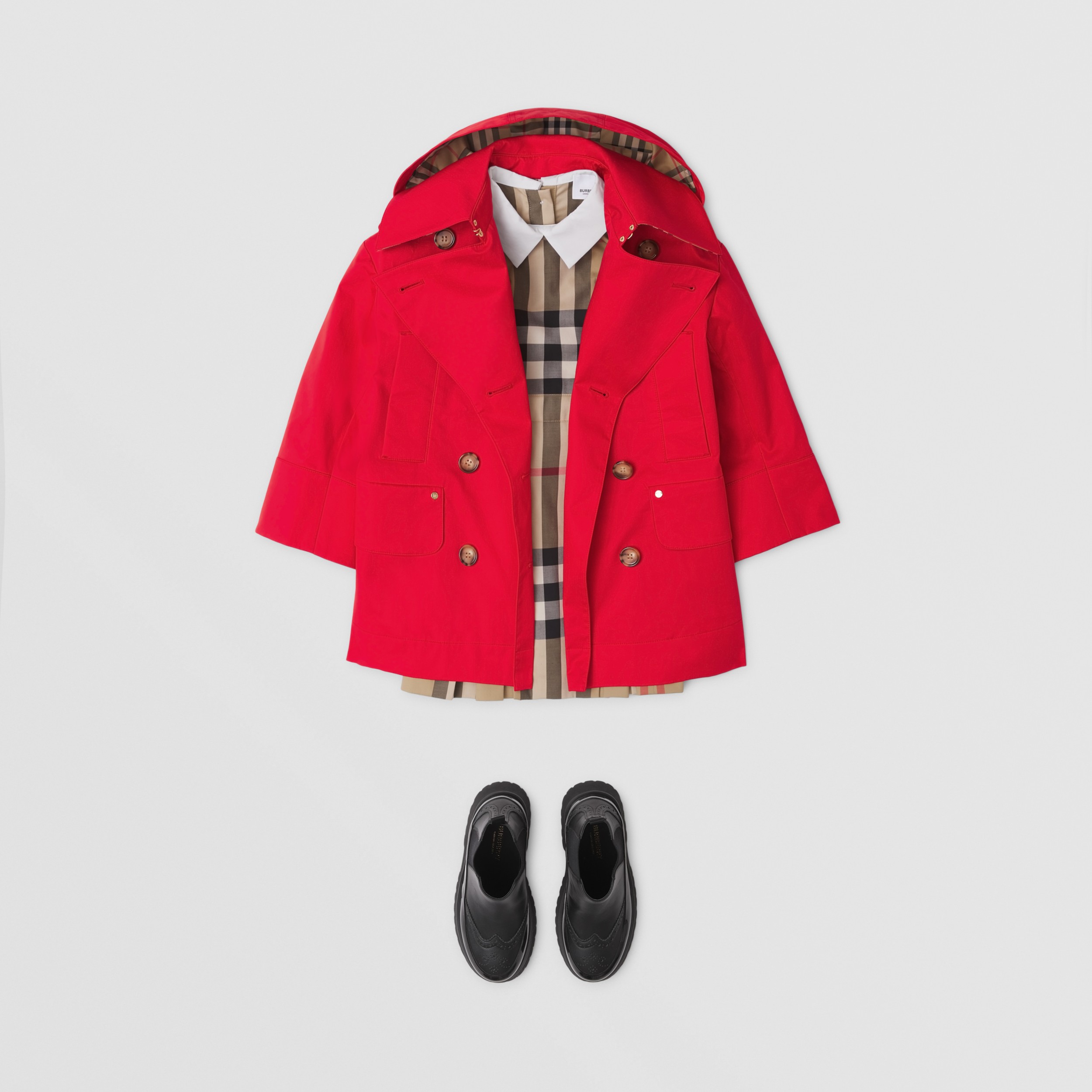 Hood Cotton Twill Trench Coat Bright Red | Burberry Canada