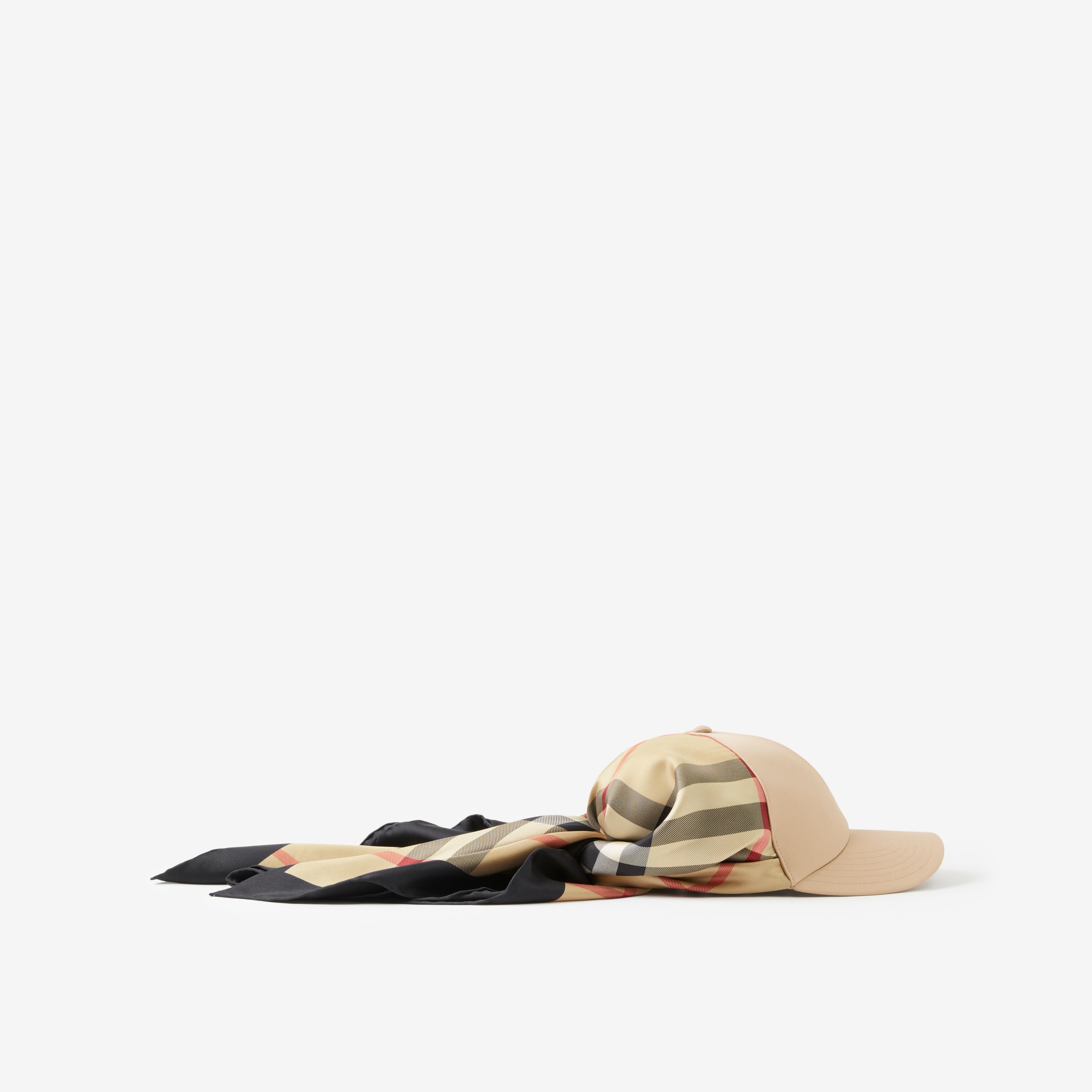 Scarf Tie Detail Cotton Baseball Cap in Archive Beige | Burberry® Official - 2
