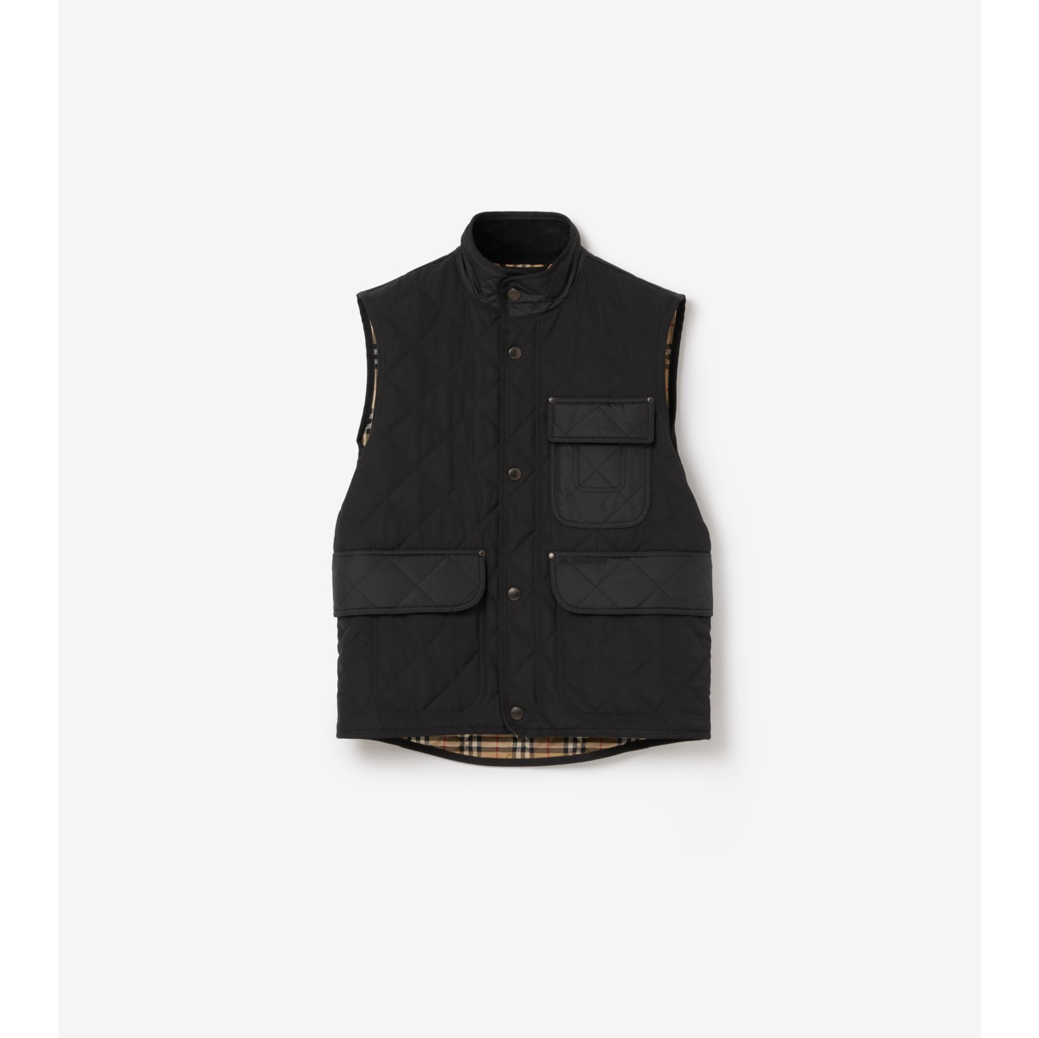 Quilted Thermoregulated Gilet in Black Men Burberry Official