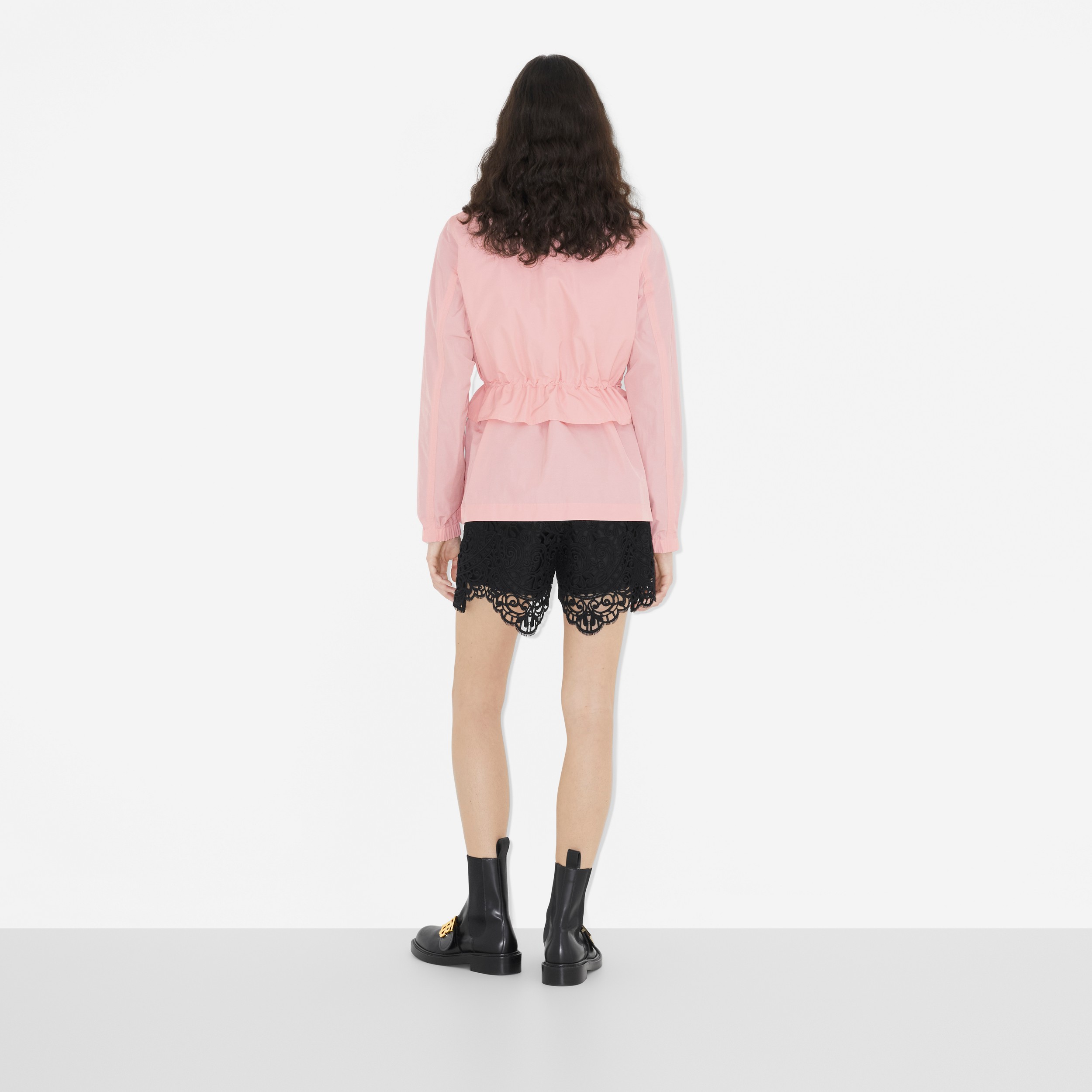 Cotton Blend Funnel Neck Jacket in Sorbet Pink - Women | Burberry® Official - 4