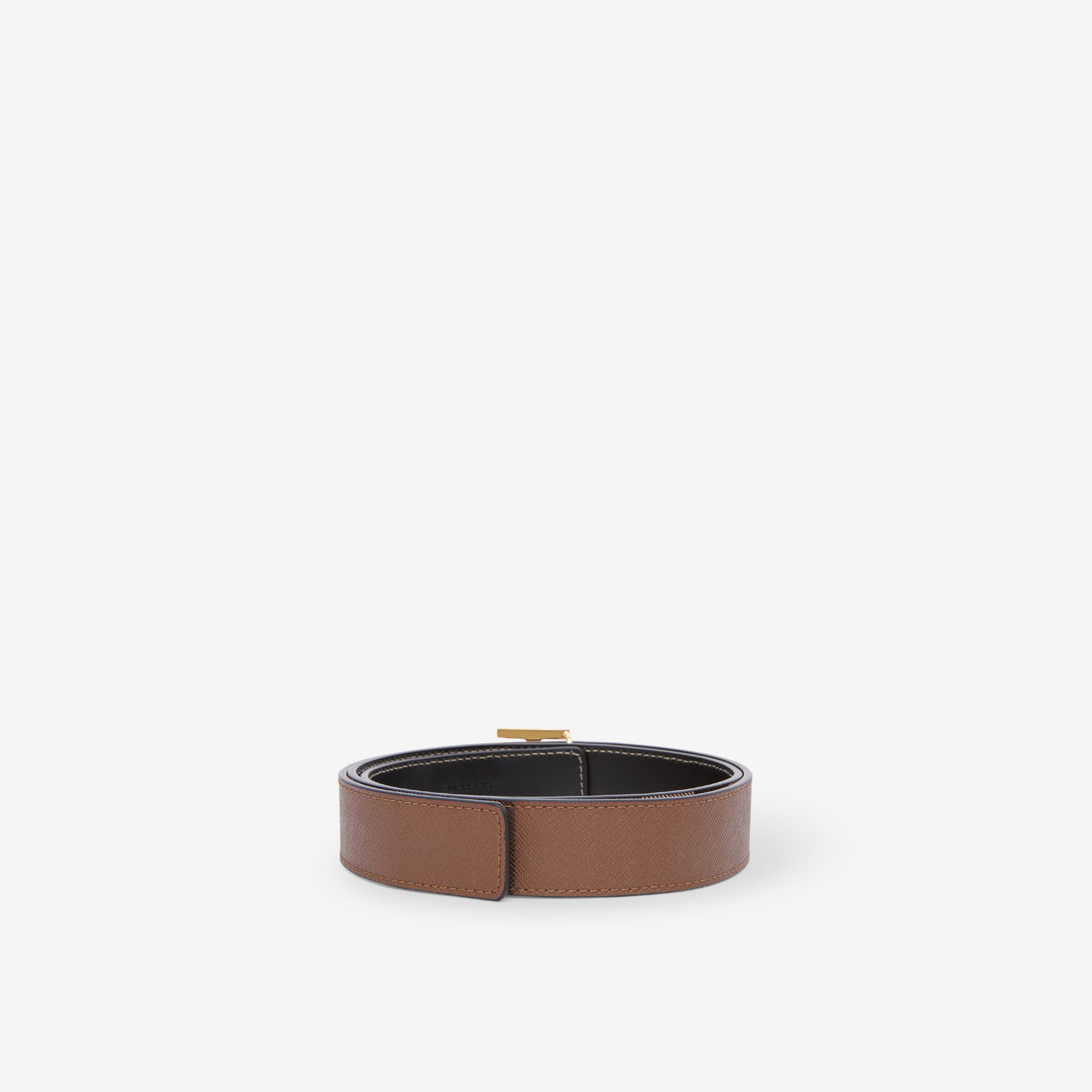 Check and Leather Reversible TB Belt in Dark Birch Brown - Women | Burberry® Official - 2