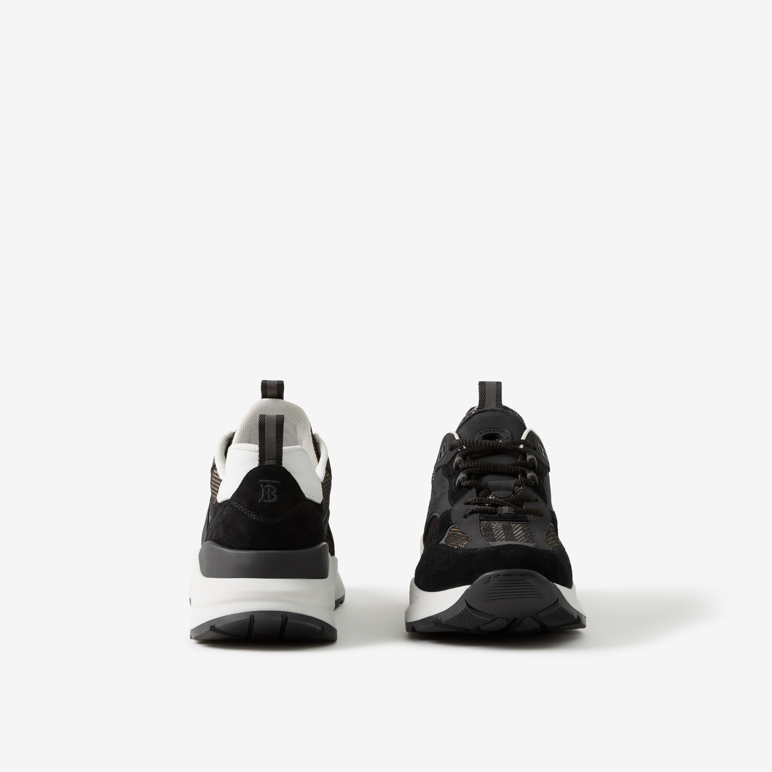 Sneakers en cuir, cuir velours et mesh à logo embossé (Noir) - Homme | Site officiel Burberry® - 4