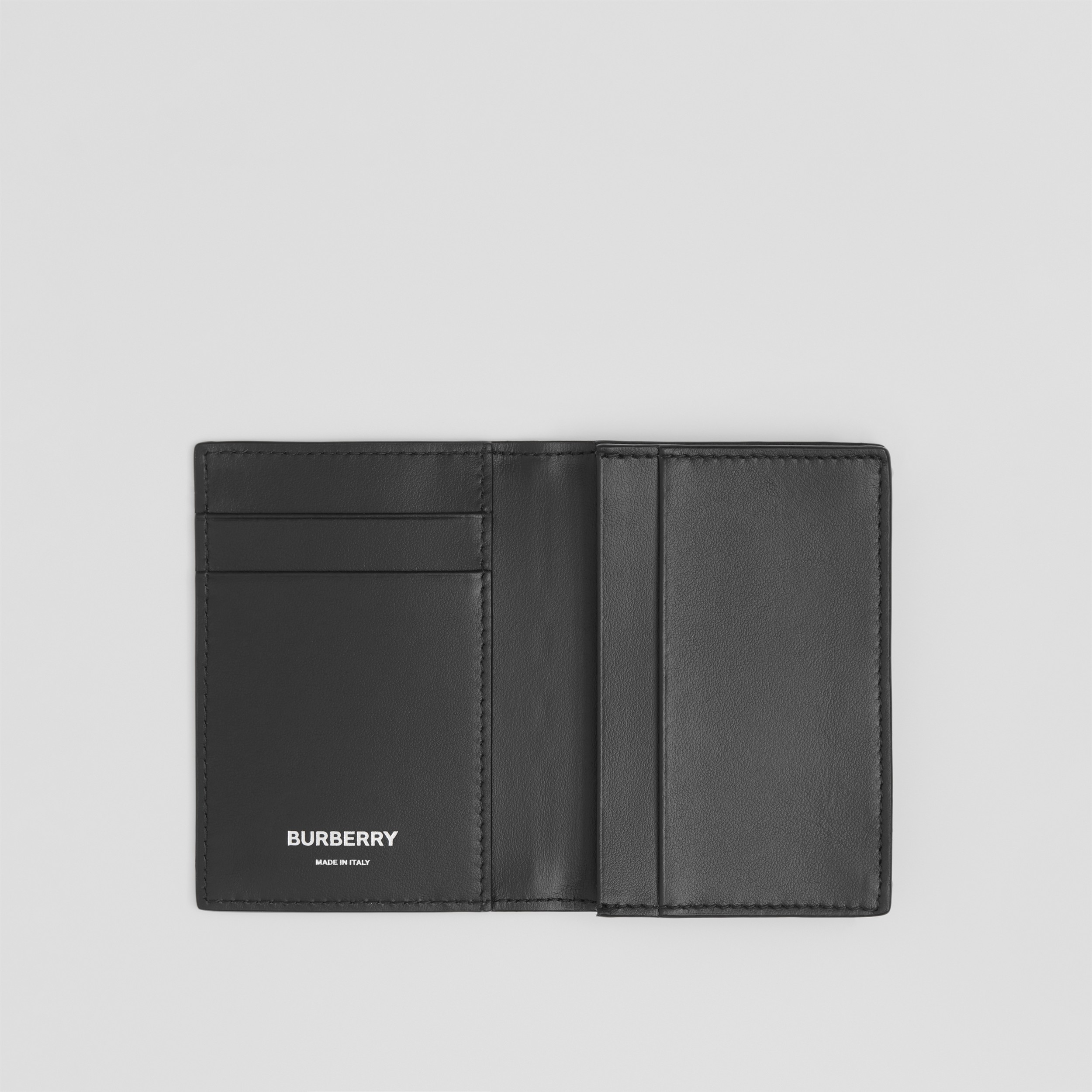 Embossed Check Leather Folding Card Case in Black - Men | Burberry® Official - 3