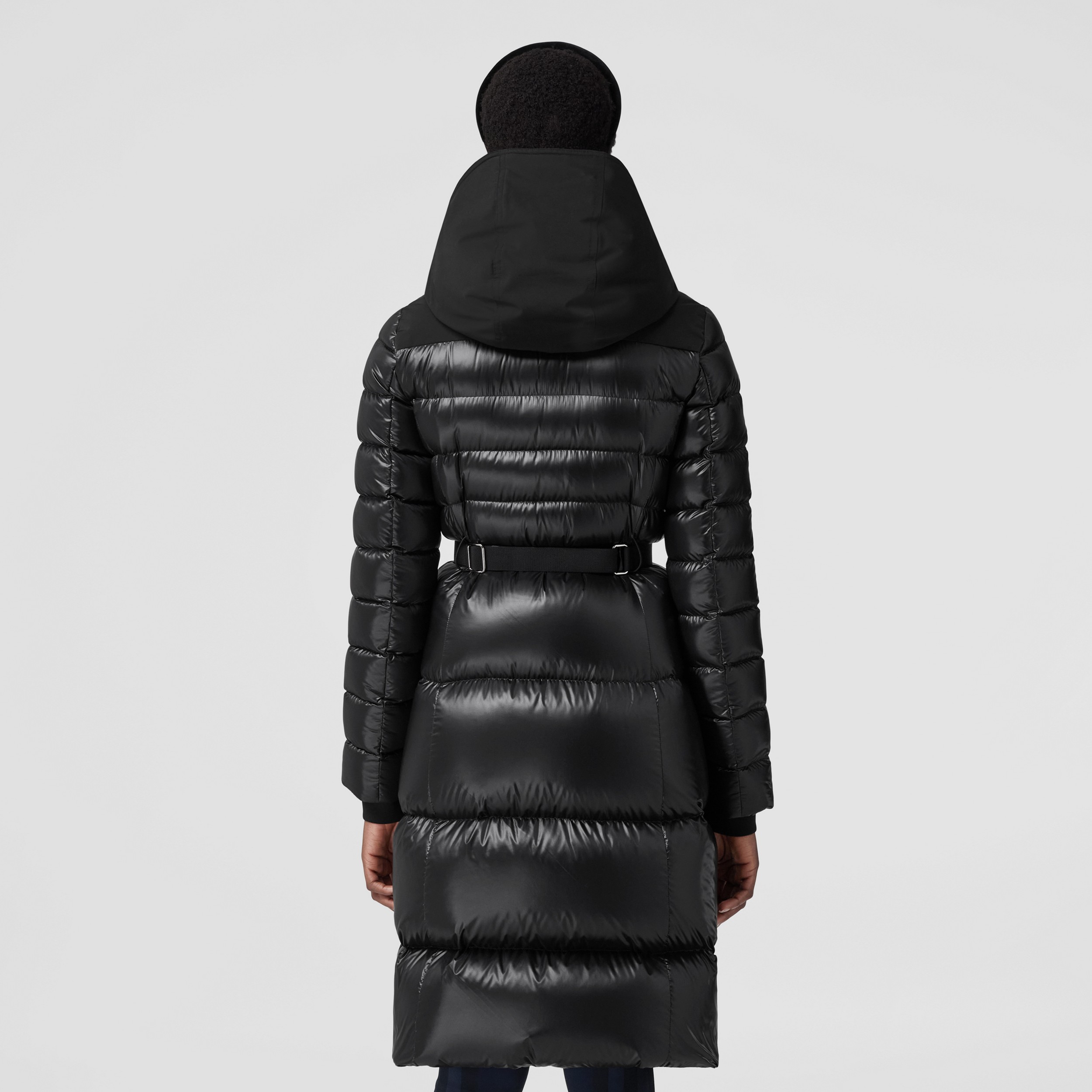 Contrast Hood Nylon Mid-length Puffer Coat in Black - Women | Burberry® Official - 3